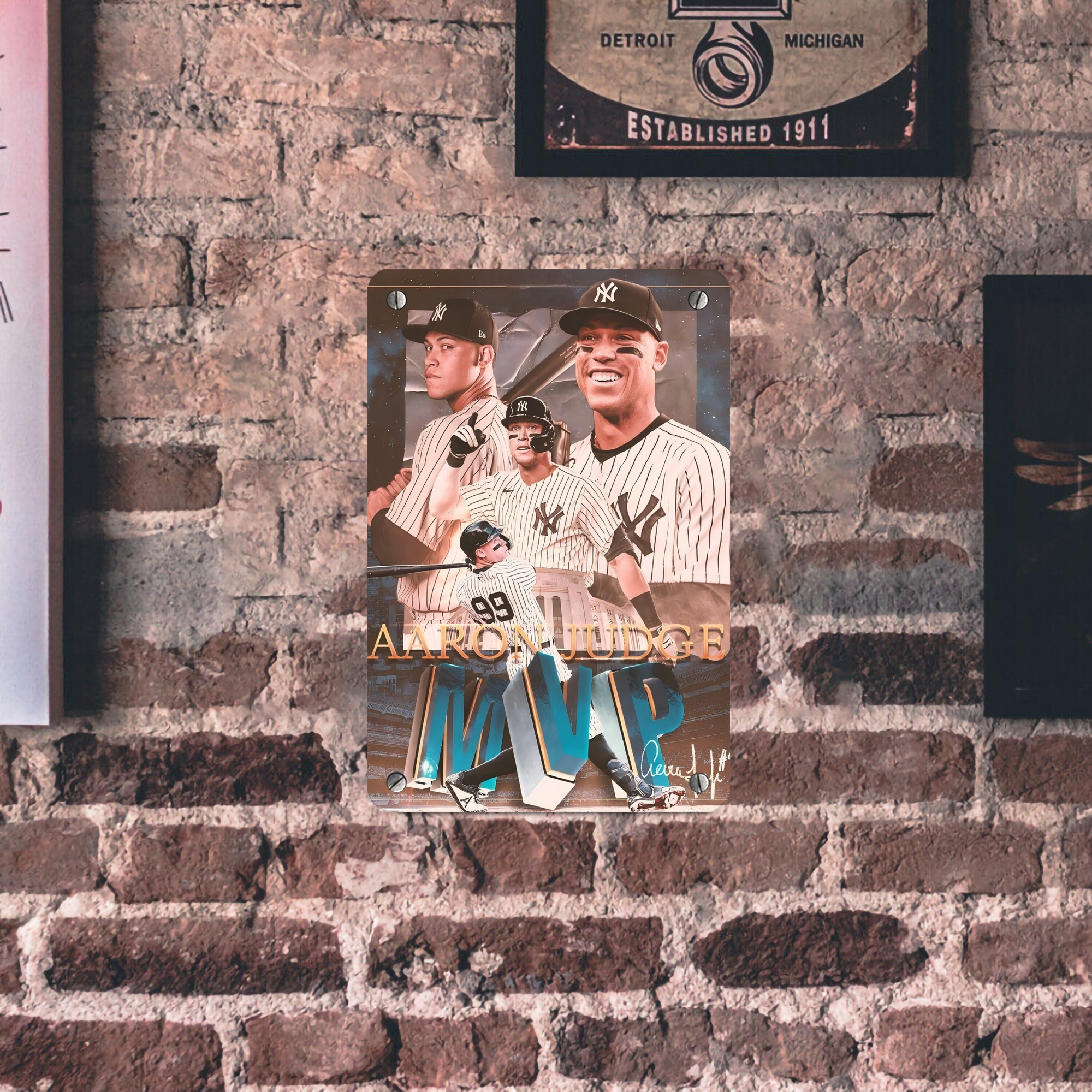 Aaron Judge MVP Metal Tin Sign 8x12inch - High-Quality Full-Print Decorative Wall Art, Durable Rust-Resistant Metal Plaque For Living Room, Bedroom, Kitchen, Office, Bar Décor