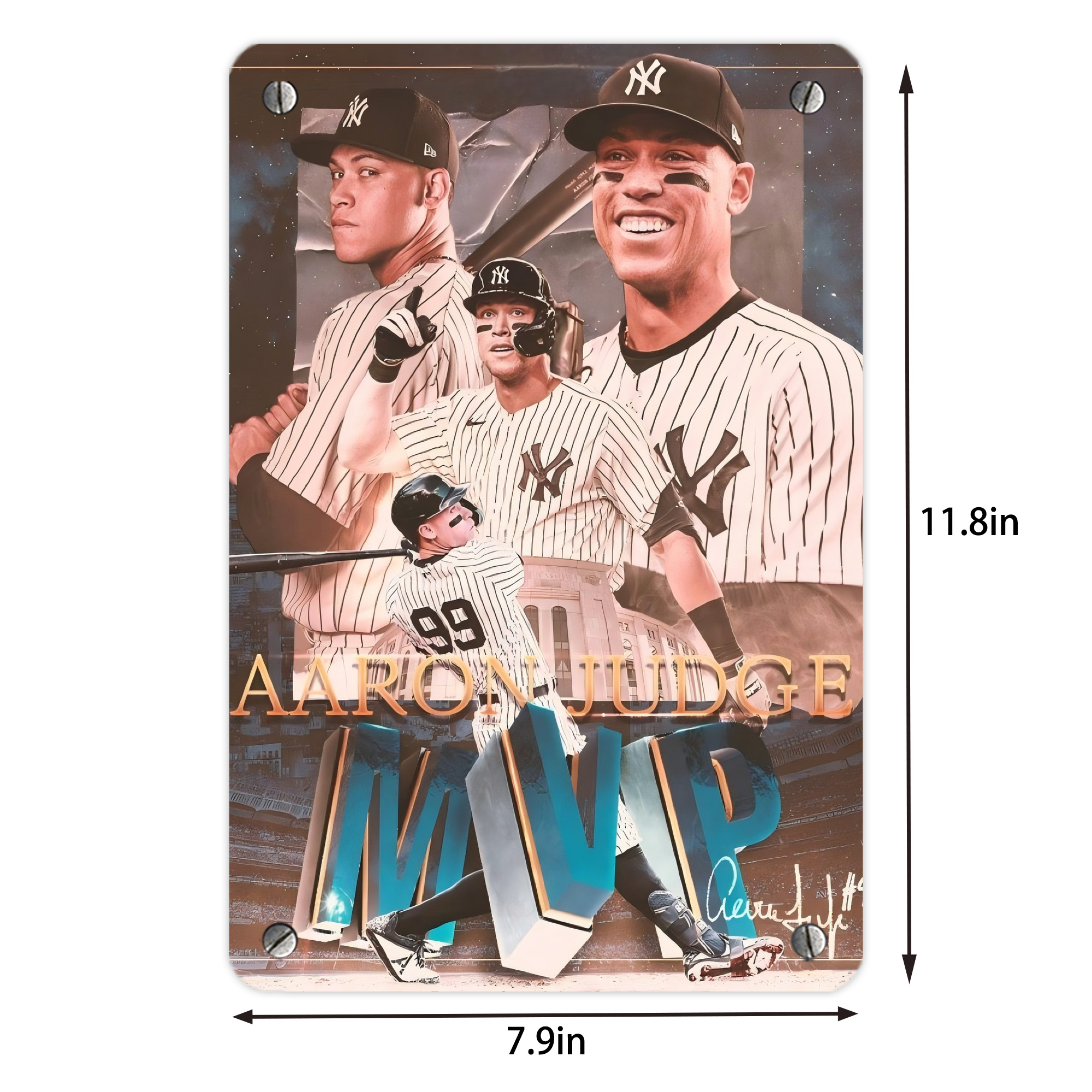 Aaron Judge MVP Metal Tin Sign 8x12inch - High-Quality Full-Print Decorative Wall Art, Durable Rust-Resistant Metal Plaque For Living Room, Bedroom, Kitchen, Office, Bar Décor