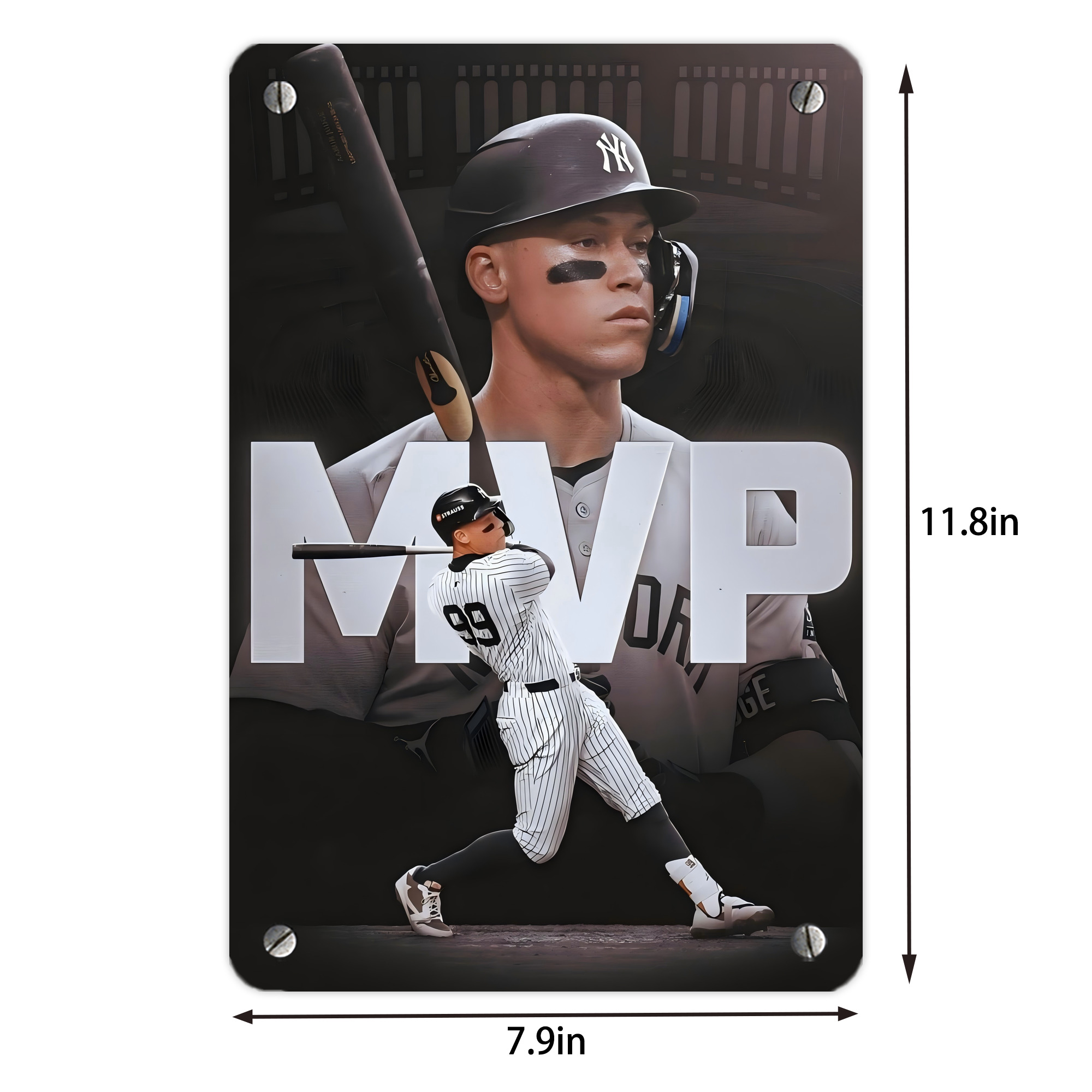 Aaron Judge MVP Metal Tin Sign 8x12inch - High-Quality Full-Print Decorative Wall Art, Durable Rust-Resistant Metal Plaque For Living Room, Bedroom, Kitchen, Office, Bar Décor