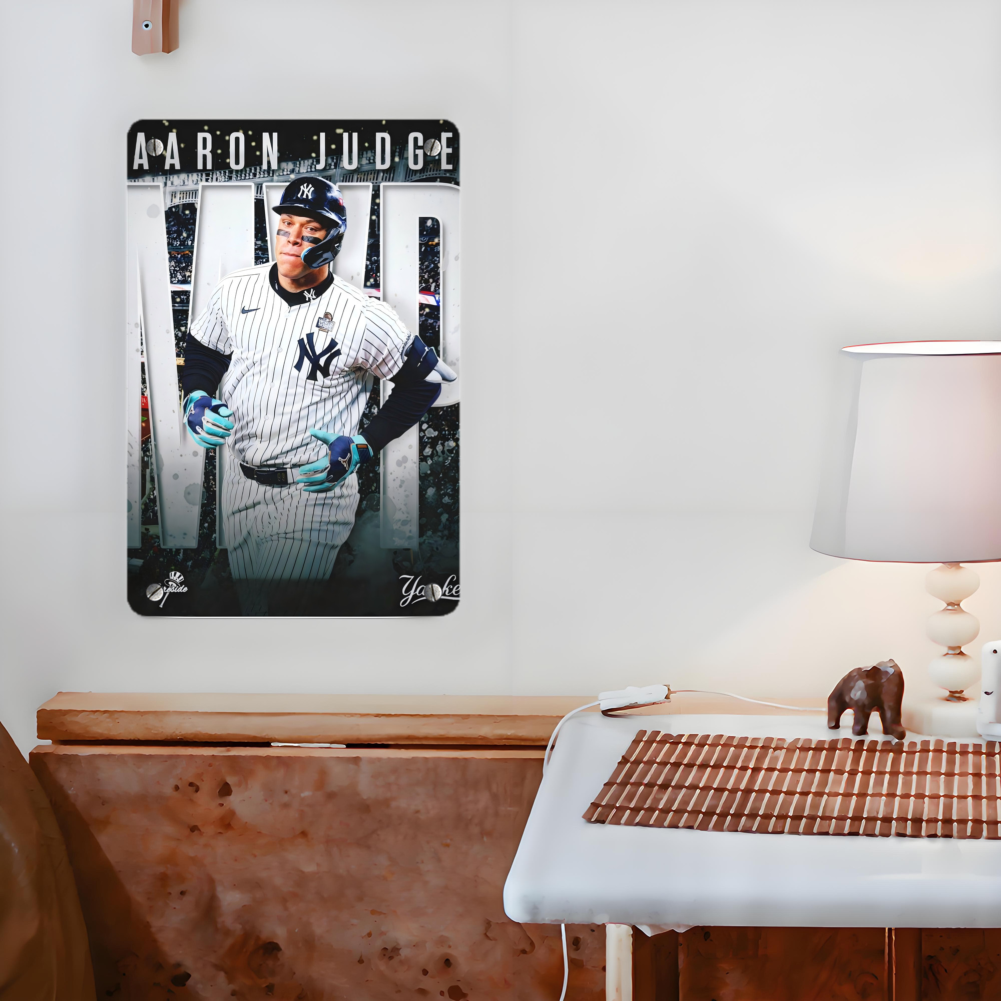 Aaron Judge MVP Metal Tin Sign 8x12inch - High-Quality Full-Print Decorative Wall Art, Durable Rust-Resistant Metal Plaque For Living Room, Bedroom, Kitchen, Office, Bar Décor