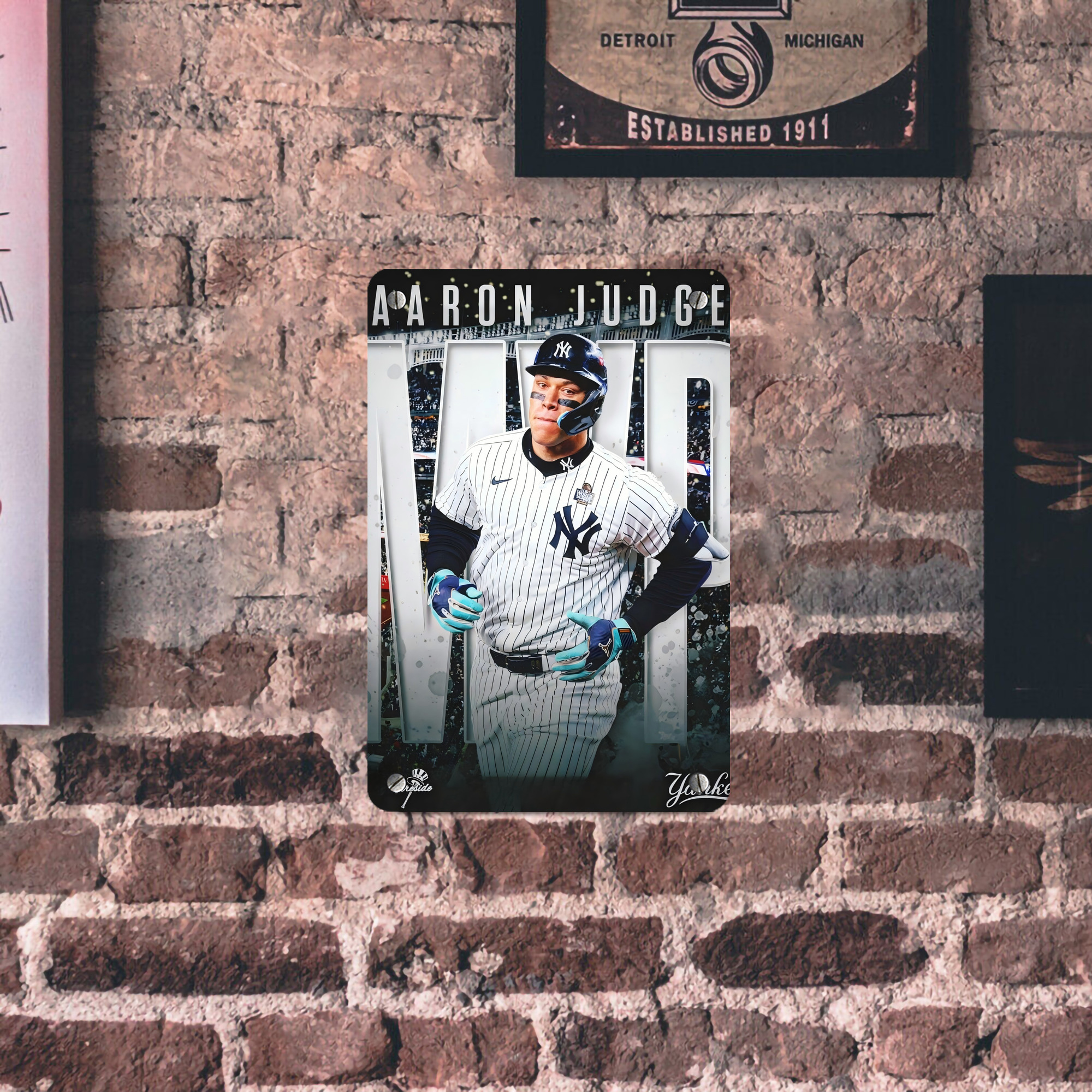 Aaron Judge MVP Metal Tin Sign 8x12inch - High-Quality Full-Print Decorative Wall Art, Durable Rust-Resistant Metal Plaque For Living Room, Bedroom, Kitchen, Office, Bar Décor