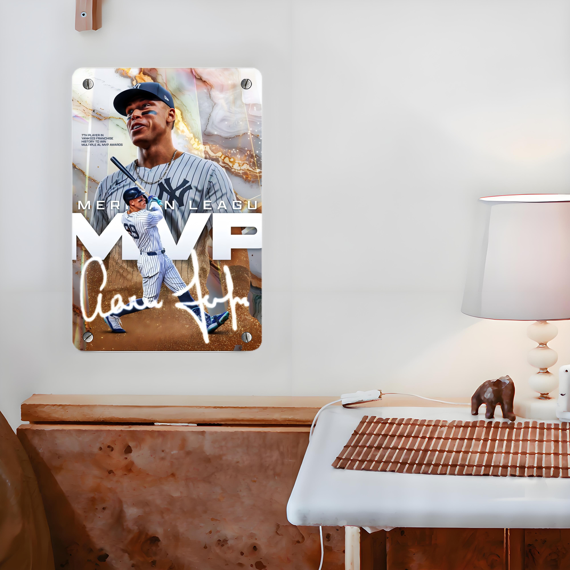 Aaron Judge MVP Metal Tin Sign 8x12inch - High-Quality Full-Print Decorative Wall Art, Durable Rust-Resistant Metal Plaque For Living Room, Bedroom, Kitchen, Office, Bar Décor