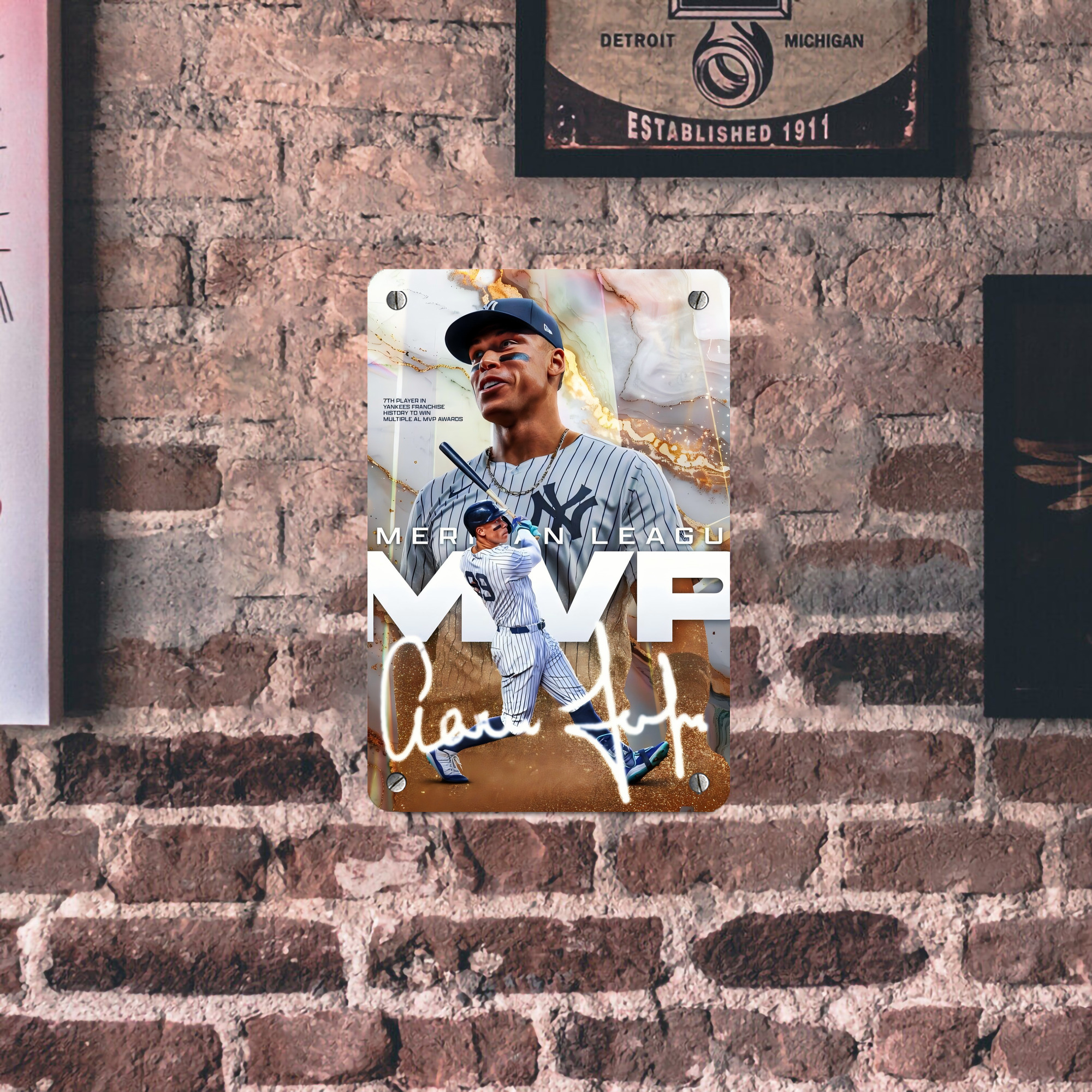 Aaron Judge MVP Metal Tin Sign 8x12inch - High-Quality Full-Print Decorative Wall Art, Durable Rust-Resistant Metal Plaque For Living Room, Bedroom, Kitchen, Office, Bar Décor