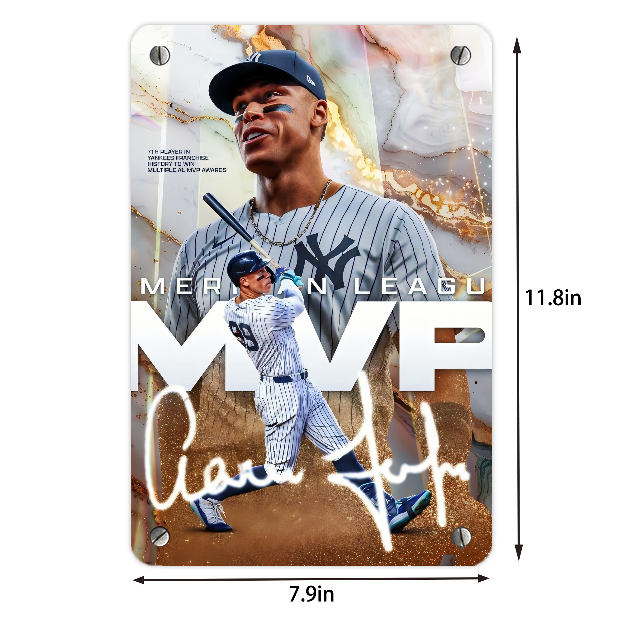 Aaron Judge MVP Metal Tin Sign 8x12inch - High-Quality Full-Print Decorative Wall Art, Durable Rust-Resistant Metal Plaque For Living Room, Bedroom, Kitchen, Office, Bar Décor