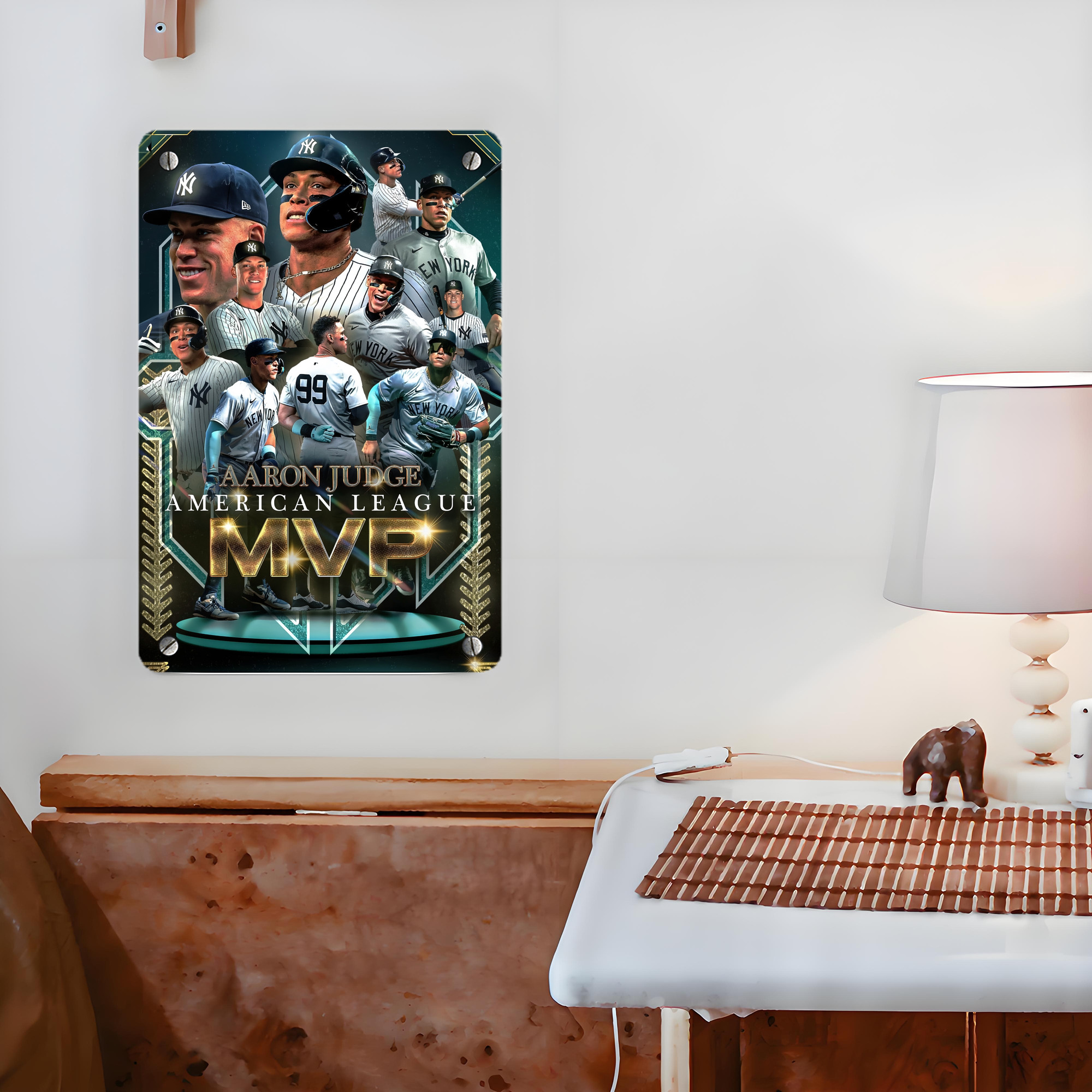 Aaron Judge MVP Metal Tin Sign 8x12inch - High-Quality Full-Print Decorative Wall Art, Durable Rust-Resistant Metal Plaque For Living Room, Bedroom, Kitchen, Office, Bar Décor