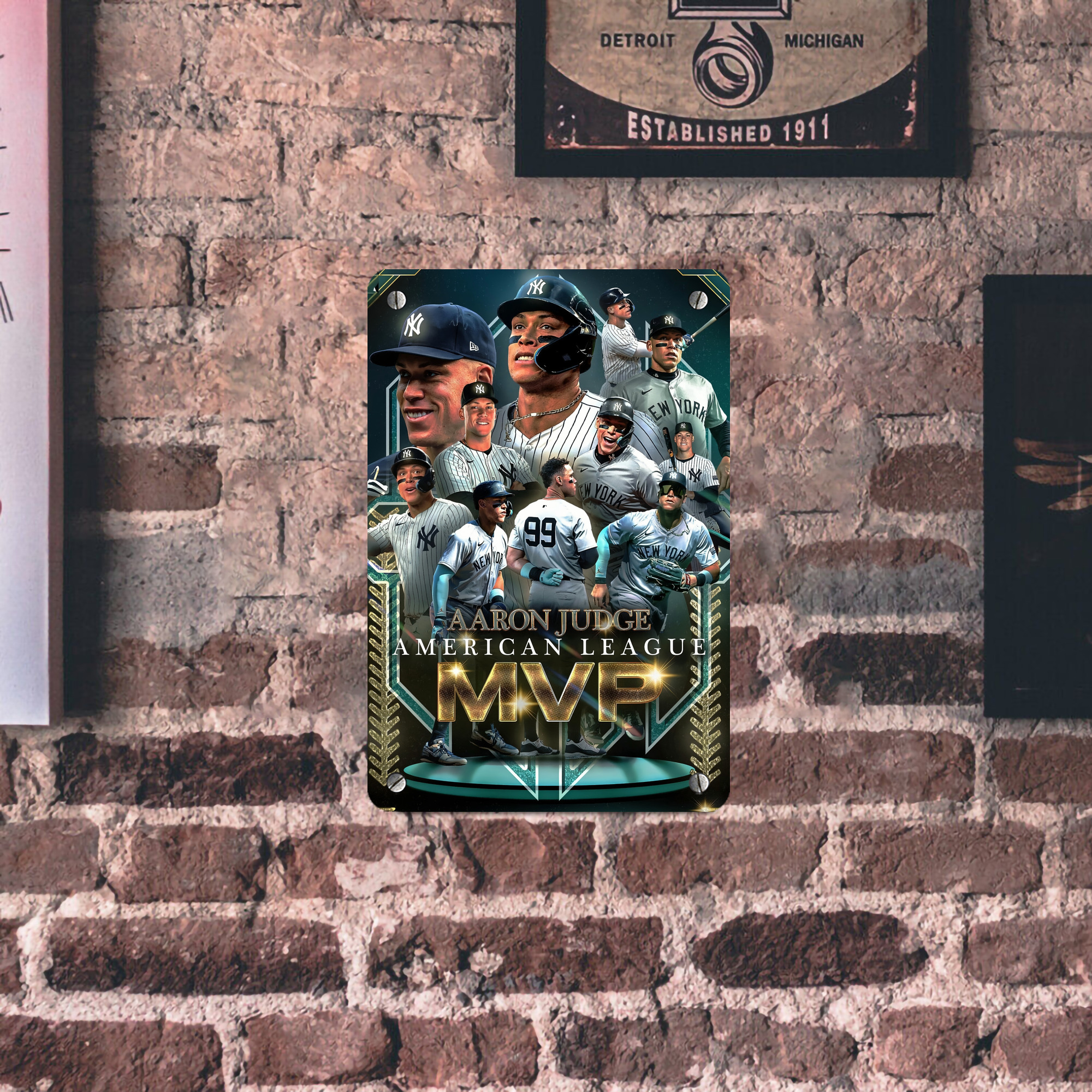 Aaron Judge MVP Metal Tin Sign 8x12inch - High-Quality Full-Print Decorative Wall Art, Durable Rust-Resistant Metal Plaque For Living Room, Bedroom, Kitchen, Office, Bar Décor