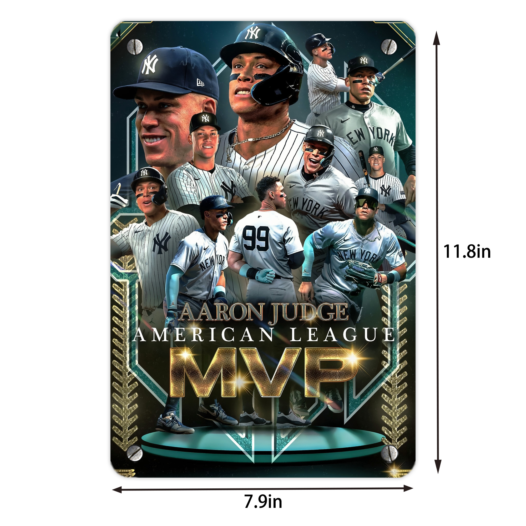 Aaron Judge MVP Metal Tin Sign 8x12inch - High-Quality Full-Print Decorative Wall Art, Durable Rust-Resistant Metal Plaque For Living Room, Bedroom, Kitchen, Office, Bar Décor