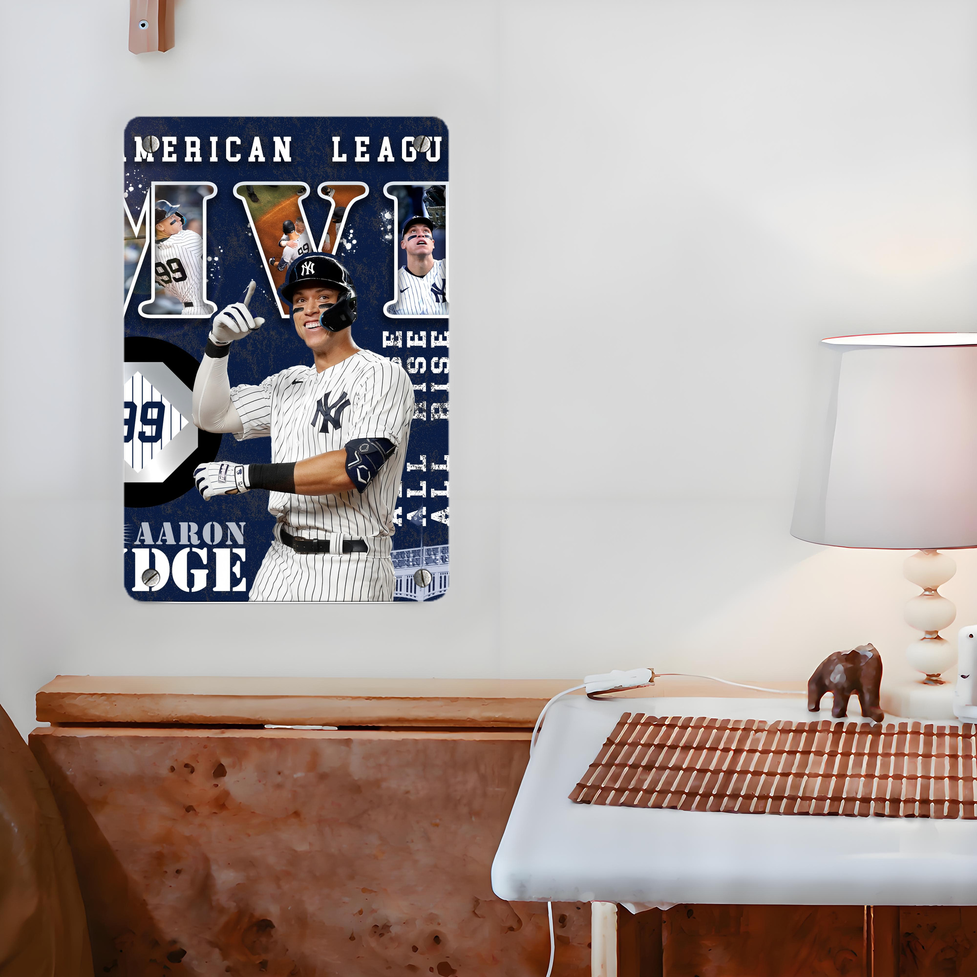 Aaron Judge MVP Metal Tin Sign 8x12inch - High-Quality Full-Print Decorative Wall Art, Durable Rust-Resistant Metal Plaque For Living Room, Bedroom, Kitchen, Office, Bar Décor