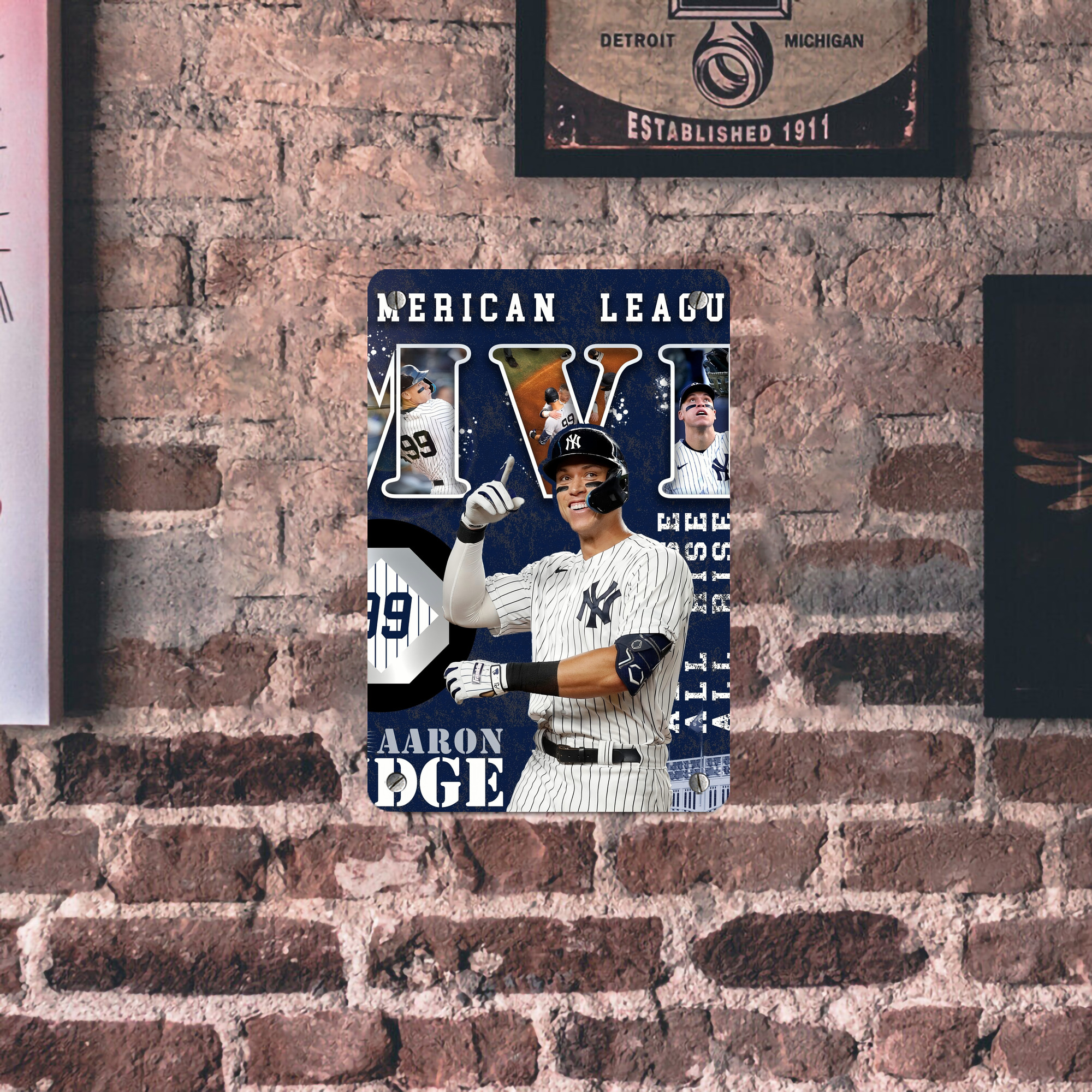 Aaron Judge MVP Metal Tin Sign 8x12inch - High-Quality Full-Print Decorative Wall Art, Durable Rust-Resistant Metal Plaque For Living Room, Bedroom, Kitchen, Office, Bar Décor