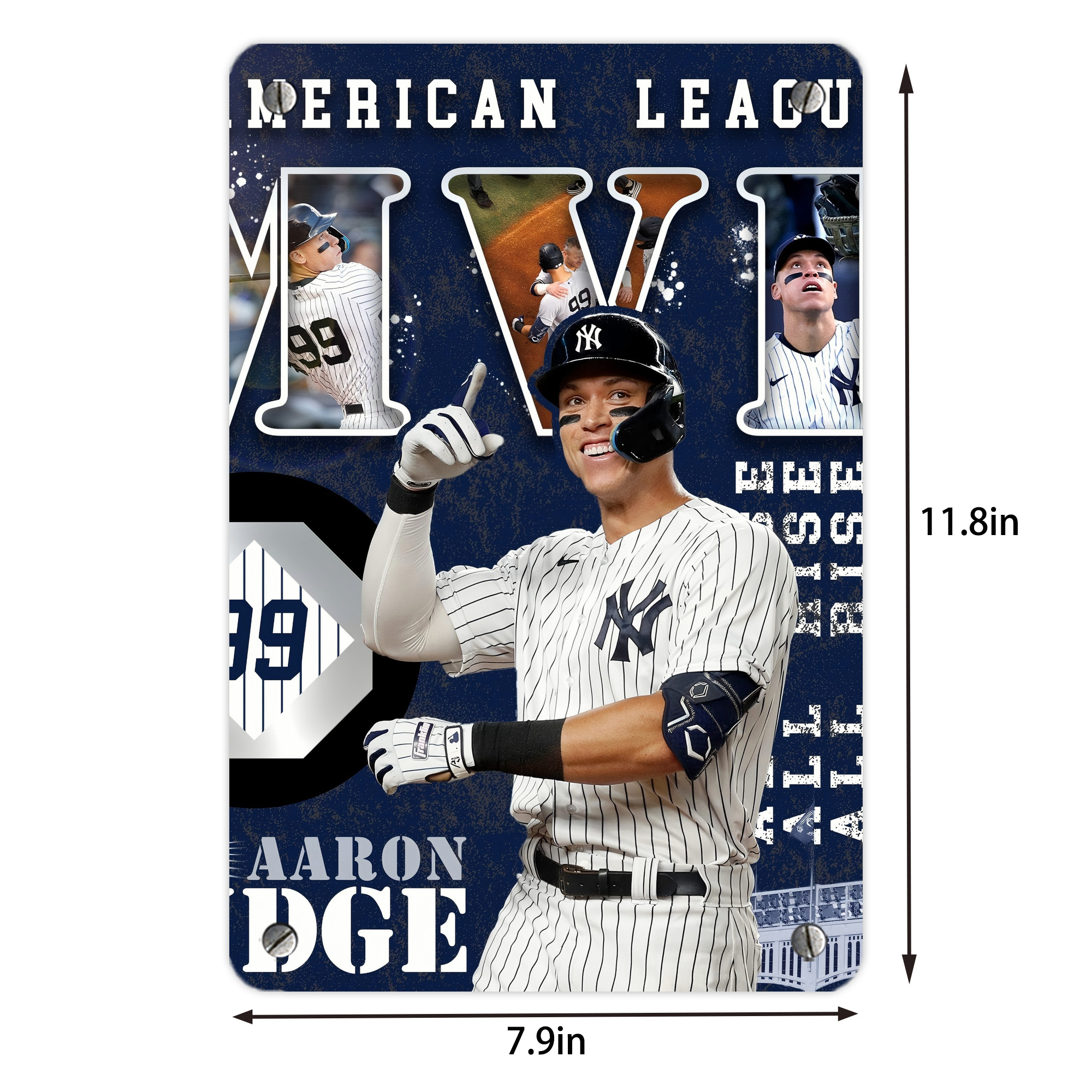 Aaron Judge MVP Metal Tin Sign 8x12inch - High-Quality Full-Print Decorative Wall Art, Durable Rust-Resistant Metal Plaque For Living Room, Bedroom, Kitchen, Office, Bar Décor
