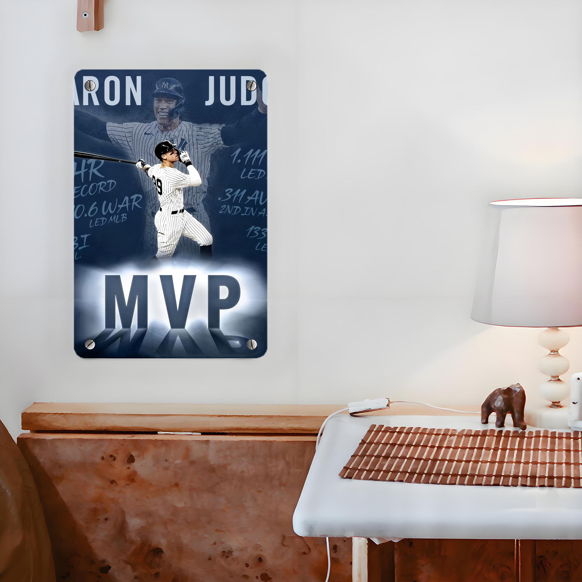 Aaron Judge MVP Metal Tin Sign 8x12inch - High-Quality Full-Print Decorative Wall Art, Durable Rust-Resistant Metal Plaque For Living Room, Bedroom, Kitchen, Office, Bar Décor