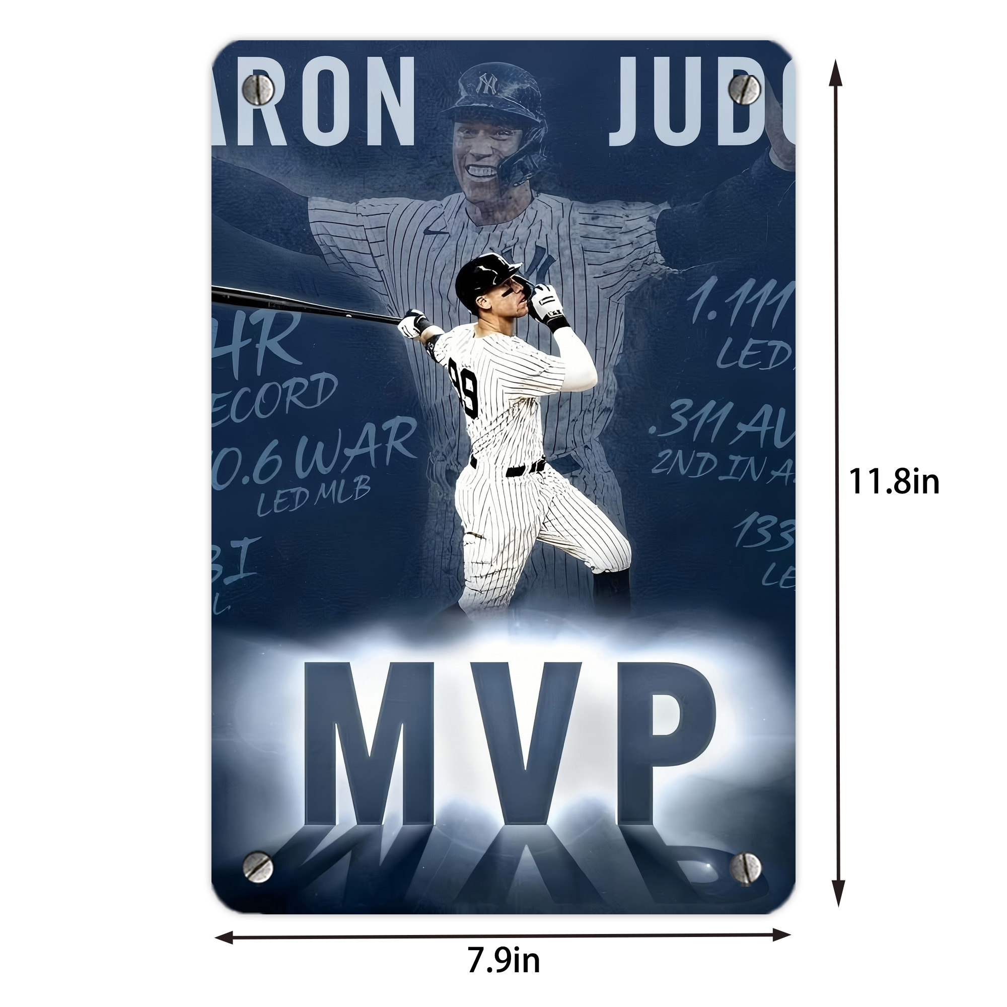 Aaron Judge MVP Metal Tin Sign 8x12inch - High-Quality Full-Print Decorative Wall Art, Durable Rust-Resistant Metal Plaque For Living Room, Bedroom, Kitchen, Office, Bar Décor