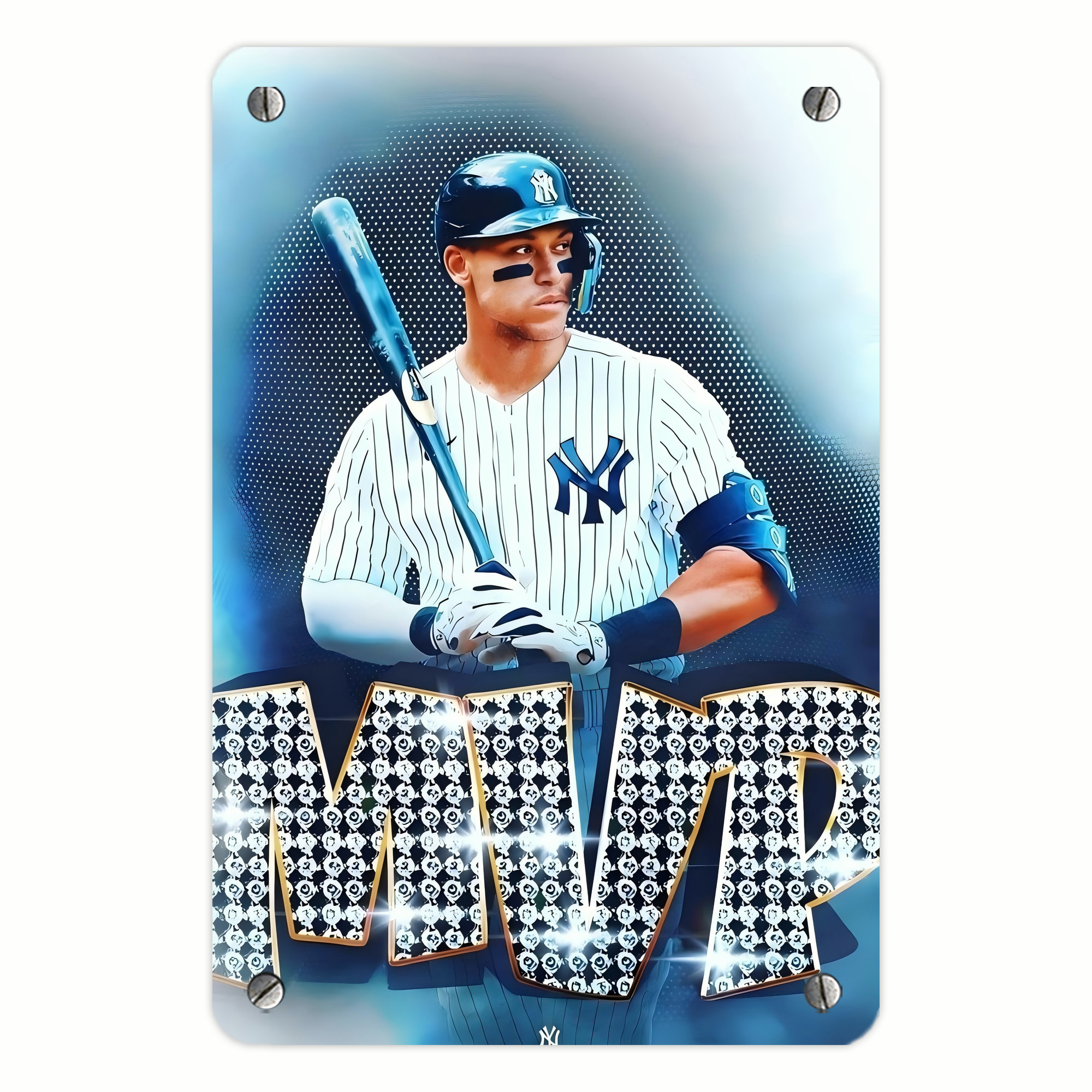 Aaron Judge MVP Metal Tin Sign 8x12inch - High-Quality Full-Print Decorative Wall Art, Durable Rust-Resistant Metal Plaque For Living Room, Bedroom, Kitchen, Office, Bar Décor