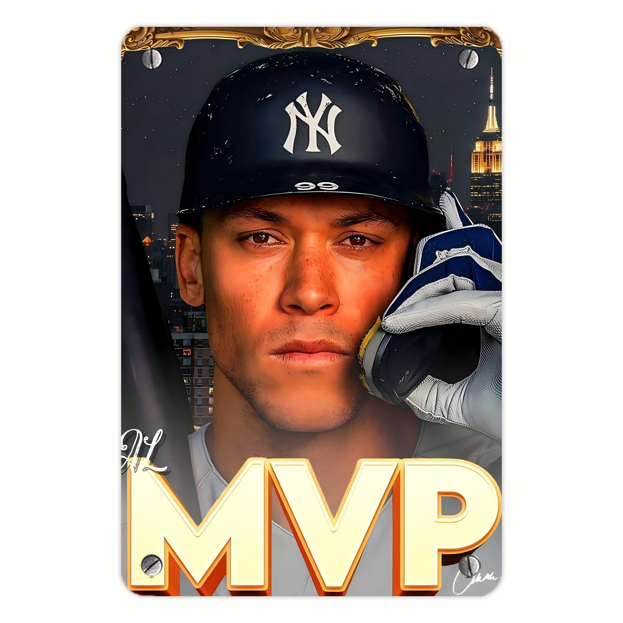 Aaron Judge MVP Metal Tin Sign 8x12inch - High-Quality Full-Print Decorative Wall Art, Durable Rust-Resistant Metal Plaque For Living Room, Bedroom, Kitchen, Office, Bar Décor