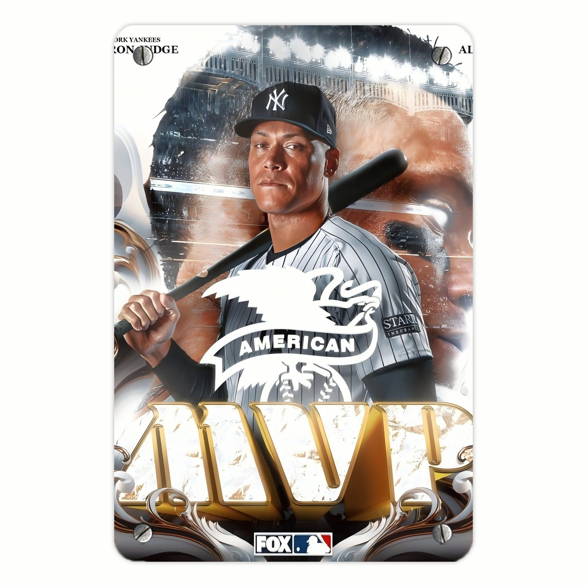 Aaron Judge MVP Metal Tin Sign 8x12inch - High-Quality Full-Print Decorative Wall Art, Durable Rust-Resistant Metal Plaque For Living Room, Bedroom, Kitchen, Office, Bar Décor