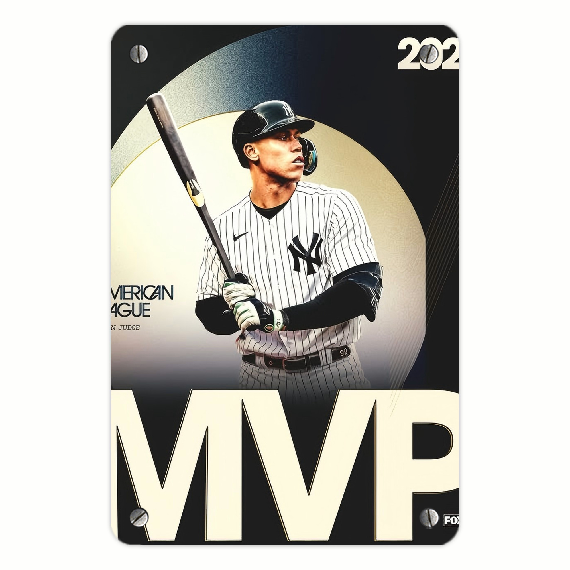 Aaron Judge MVP Metal Tin Sign 8x12inch - High-Quality Full-Print Decorative Wall Art, Durable Rust-Resistant Metal Plaque For Living Room, Bedroom, Kitchen, Office, Bar Décor
