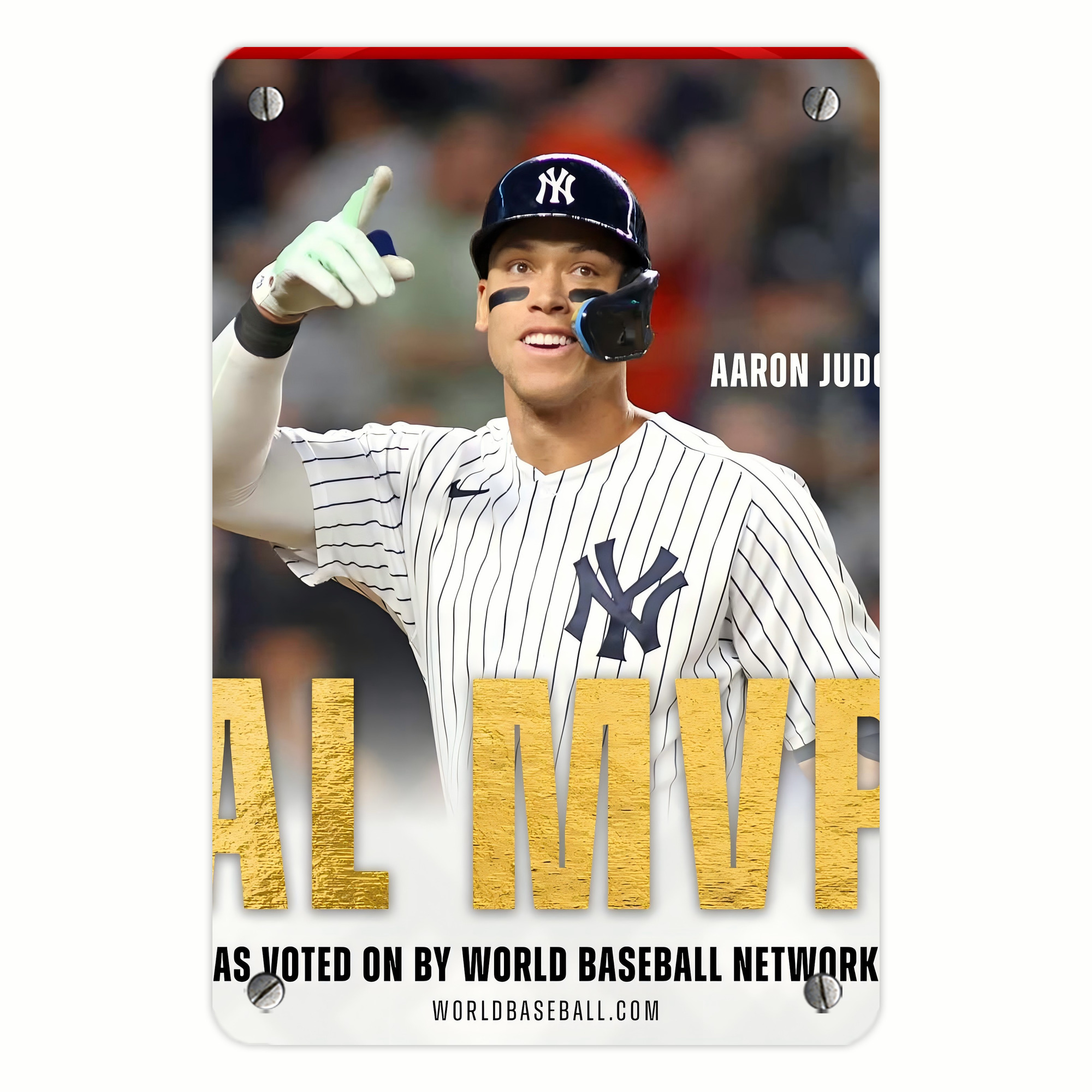 Aaron Judge MVP Metal Tin Sign 8x12inch - High-Quality Full-Print Decorative Wall Art, Durable Rust-Resistant Metal Plaque For Living Room, Bedroom, Kitchen, Office, Bar Décor