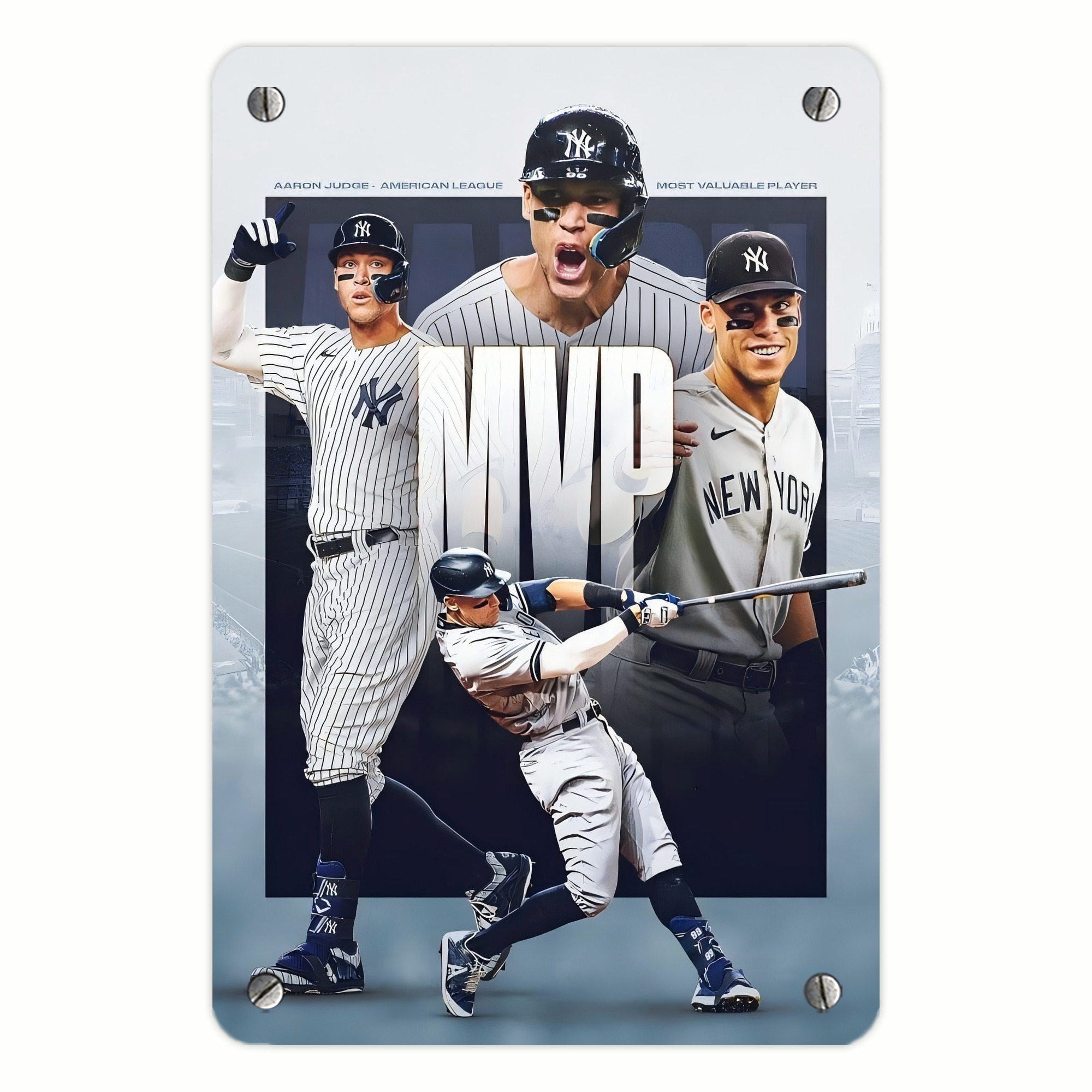 Aaron Judge MVP Metal Tin Sign 8x12inch - High-Quality Full-Print Decorative Wall Art, Durable Rust-Resistant Metal Plaque For Living Room, Bedroom, Kitchen, Office, Bar Décor