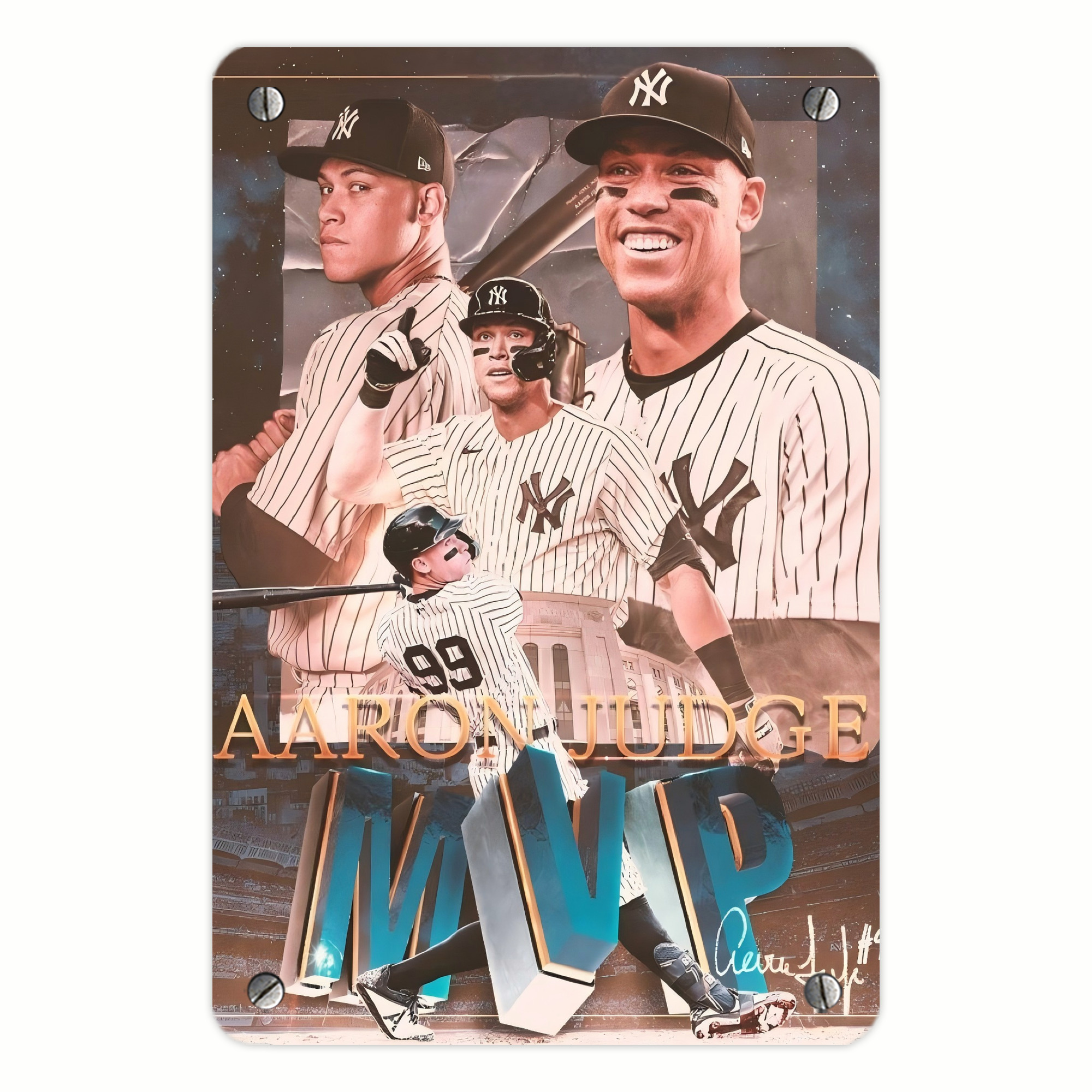 Aaron Judge MVP Metal Tin Sign 8x12inch - High-Quality Full-Print Decorative Wall Art, Durable Rust-Resistant Metal Plaque For Living Room, Bedroom, Kitchen, Office, Bar Décor