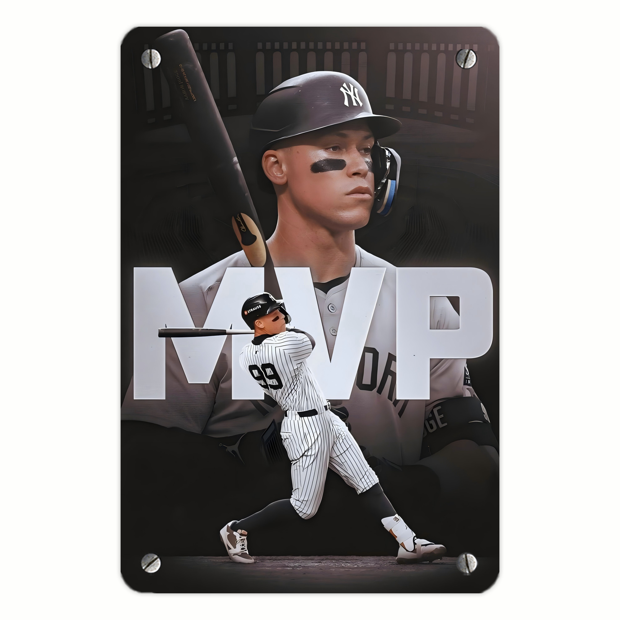 Aaron Judge MVP Metal Tin Sign 8x12inch - High-Quality Full-Print Decorative Wall Art, Durable Rust-Resistant Metal Plaque For Living Room, Bedroom, Kitchen, Office, Bar Décor