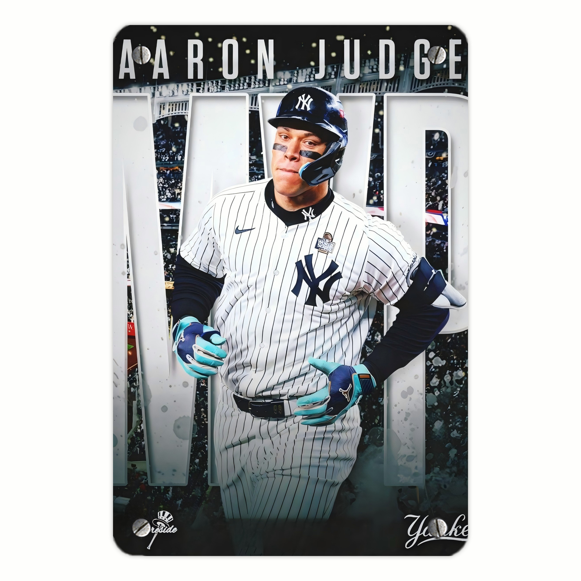 Aaron Judge MVP Metal Tin Sign 8x12inch - High-Quality Full-Print Decorative Wall Art, Durable Rust-Resistant Metal Plaque For Living Room, Bedroom, Kitchen, Office, Bar Décor