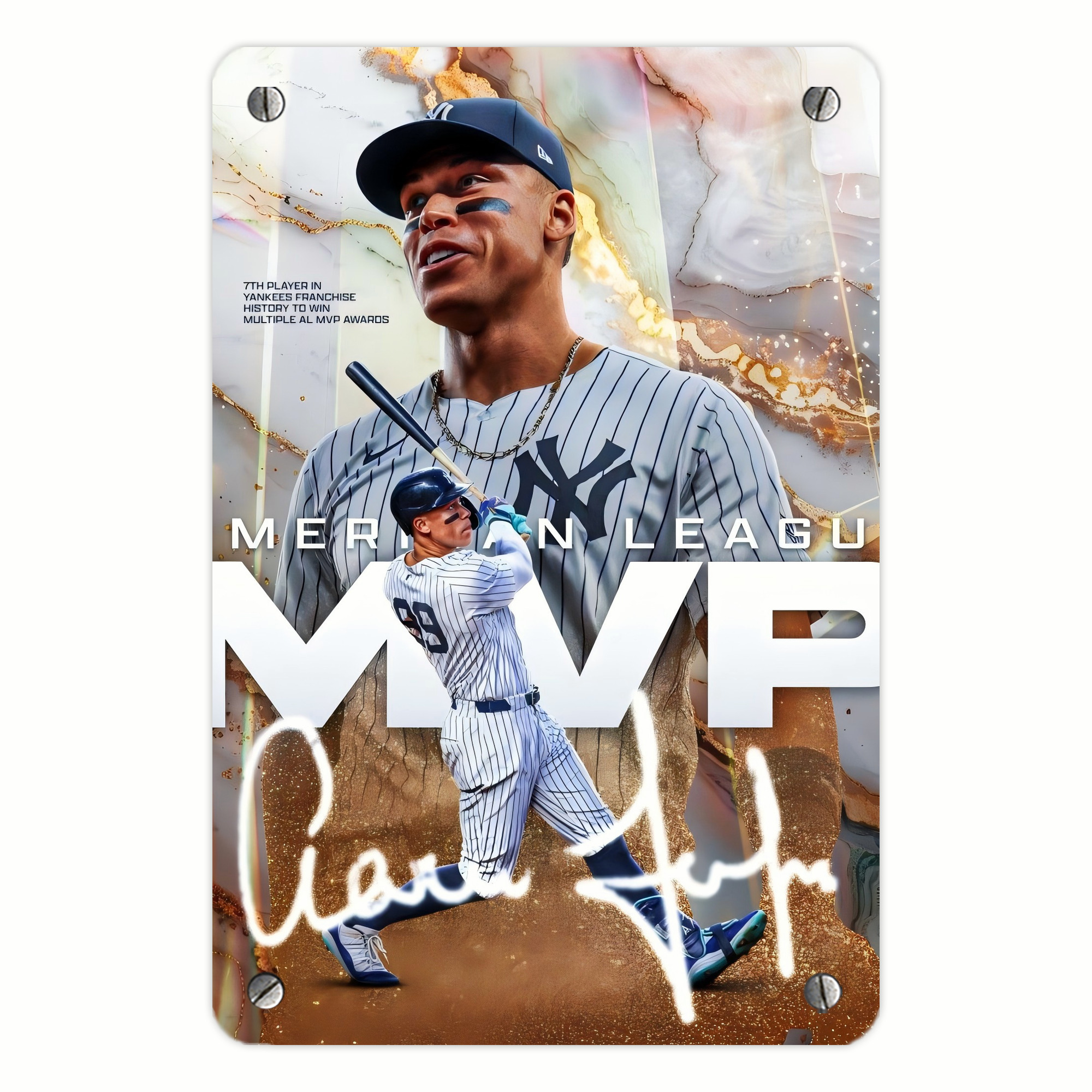 Aaron Judge MVP Metal Tin Sign 8x12inch - High-Quality Full-Print Decorative Wall Art, Durable Rust-Resistant Metal Plaque For Living Room, Bedroom, Kitchen, Office, Bar Décor