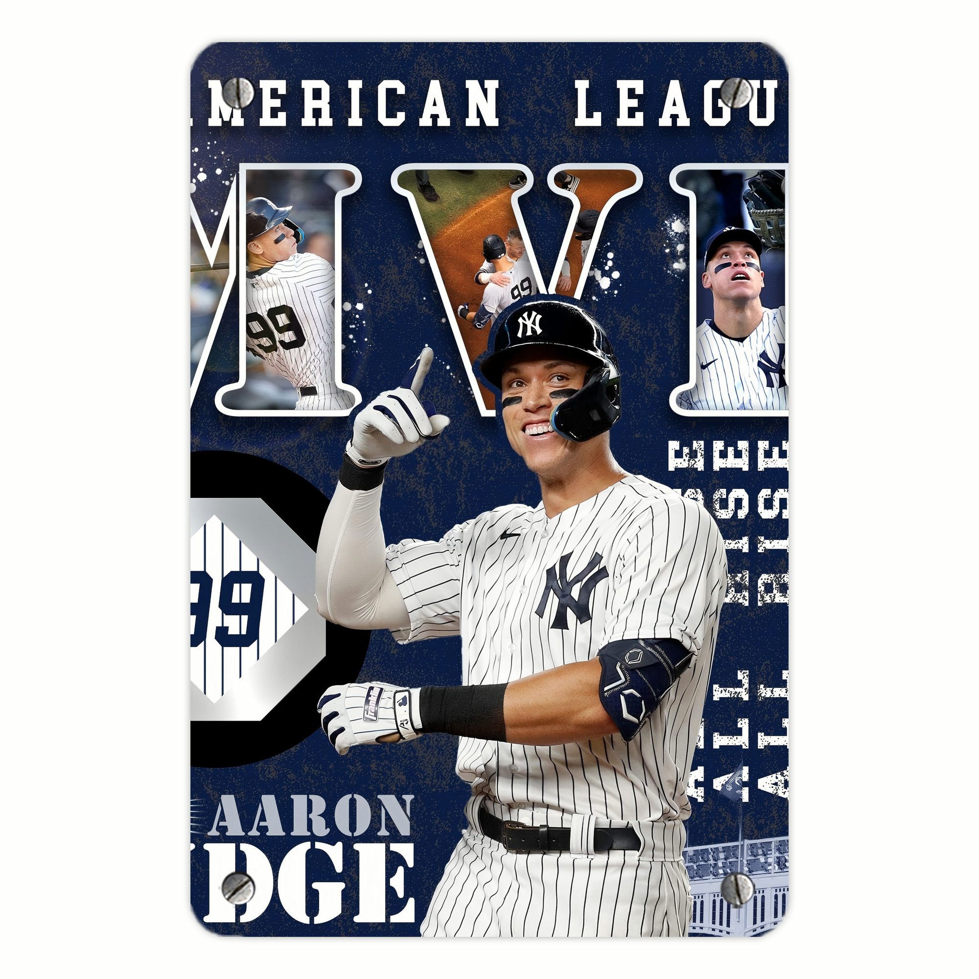 Aaron Judge MVP Metal Tin Sign 8x12inch - High-Quality Full-Print Decorative Wall Art, Durable Rust-Resistant Metal Plaque For Living Room, Bedroom, Kitchen, Office, Bar Décor