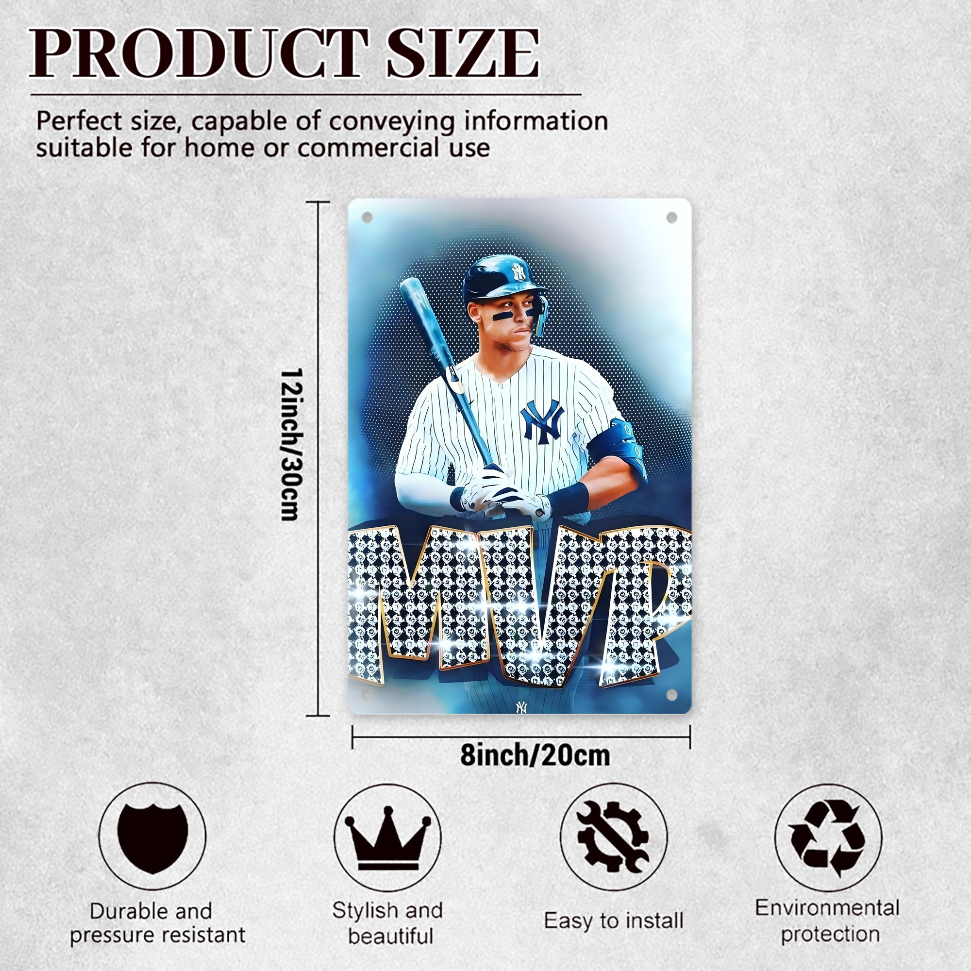 Aaron Judge MVP 8x12inch Vertical Aluminum Sign - Durable Fade-Resistant Indoor/Outdoor Safety & Information Plaque For Office, Hotel, Restaurant, Bar, Public Spaces