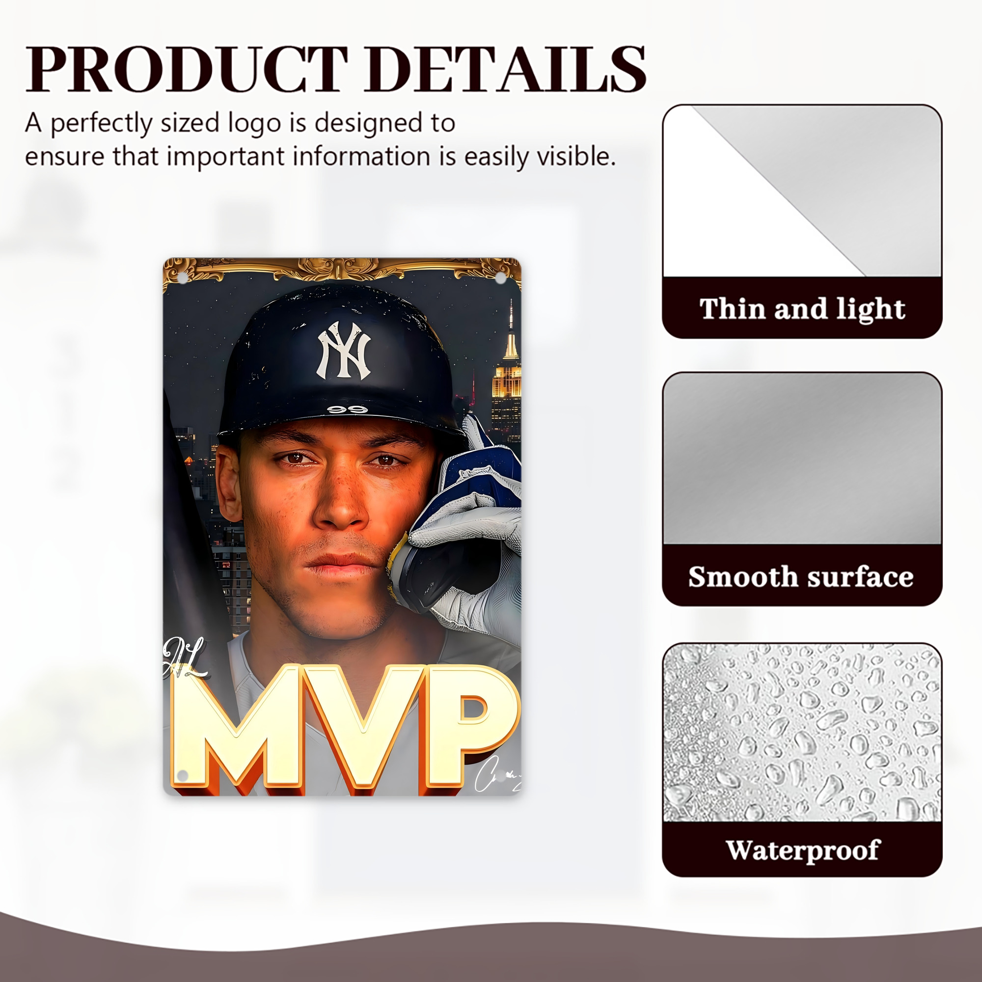 Aaron Judge MVP 8x12inch Vertical Aluminum Sign - Durable Fade-Resistant Indoor/Outdoor Safety & Information Plaque For Office, Hotel, Restaurant, Bar, Public Spaces
