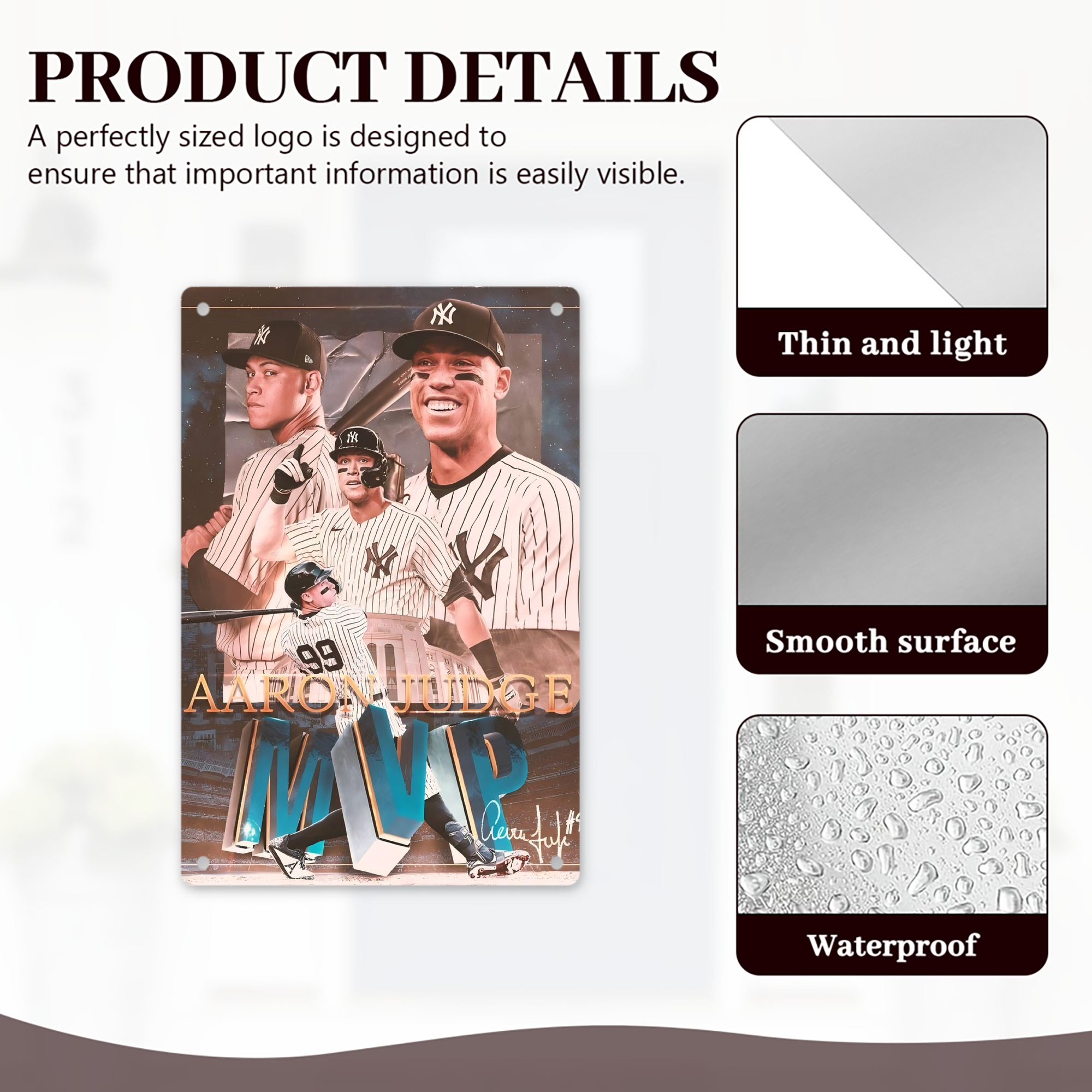 Aaron Judge MVP 8x12inch Vertical Aluminum Sign - Durable Fade-Resistant Indoor/Outdoor Safety & Information Plaque For Office, Hotel, Restaurant, Bar, Public Spaces