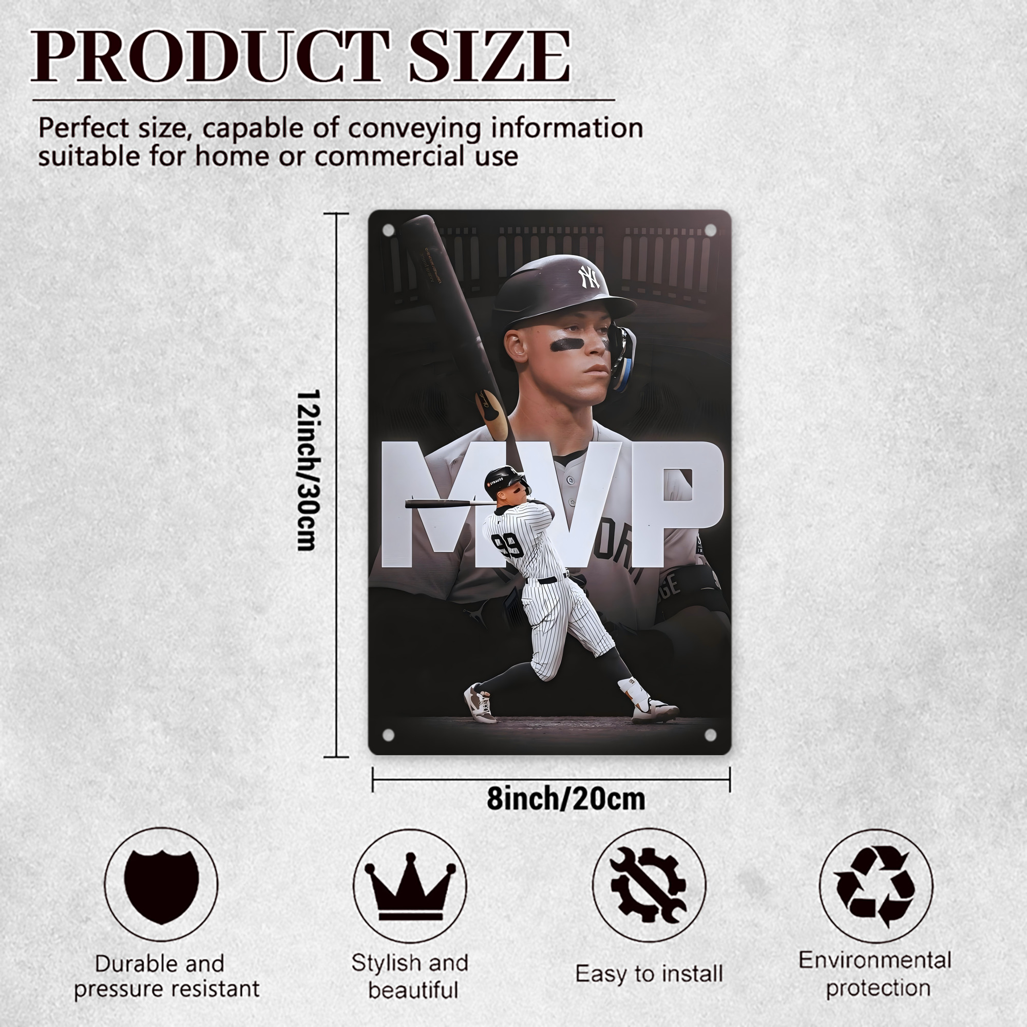 Aaron Judge MVP 8x12inch Vertical Aluminum Sign - Durable Fade-Resistant Indoor/Outdoor Safety & Information Plaque For Office, Hotel, Restaurant, Bar, Public Spaces