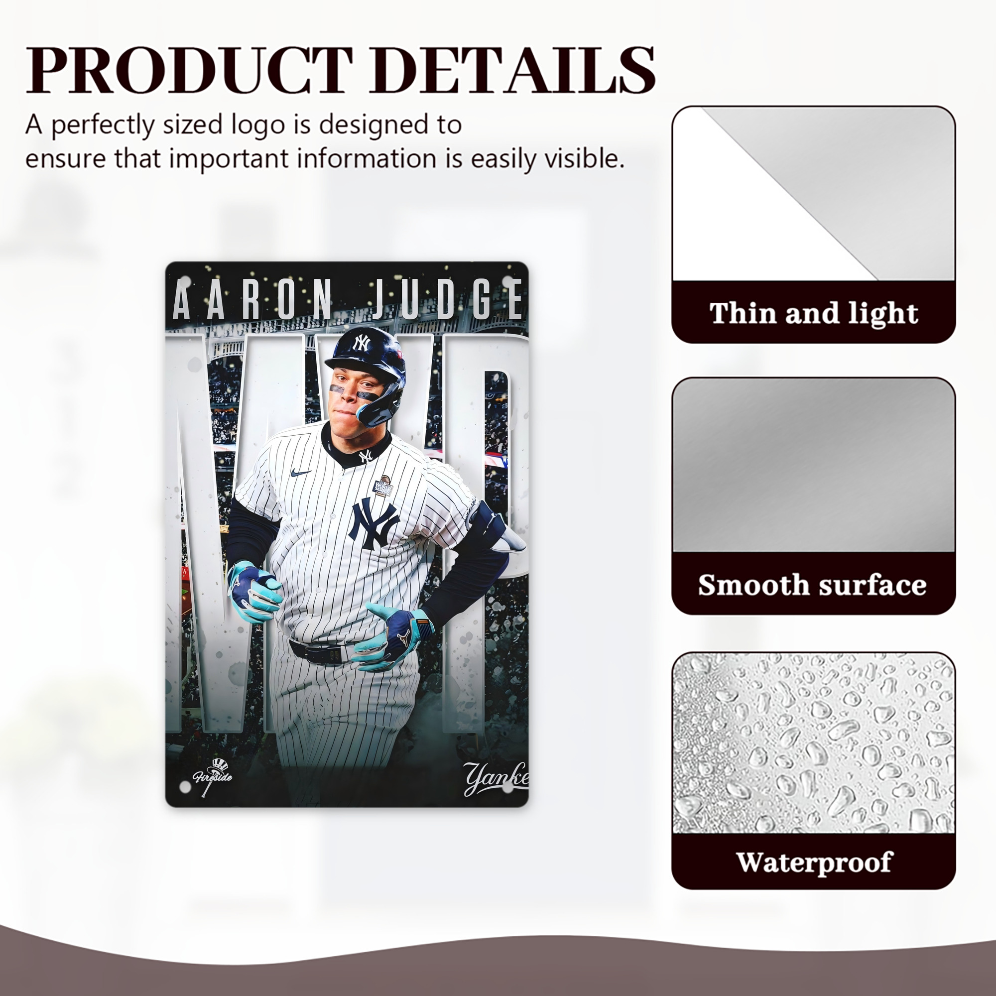 Aaron Judge MVP 8x12inch Vertical Aluminum Sign - Durable Fade-Resistant Indoor/Outdoor Safety & Information Plaque For Office, Hotel, Restaurant, Bar, Public Spaces