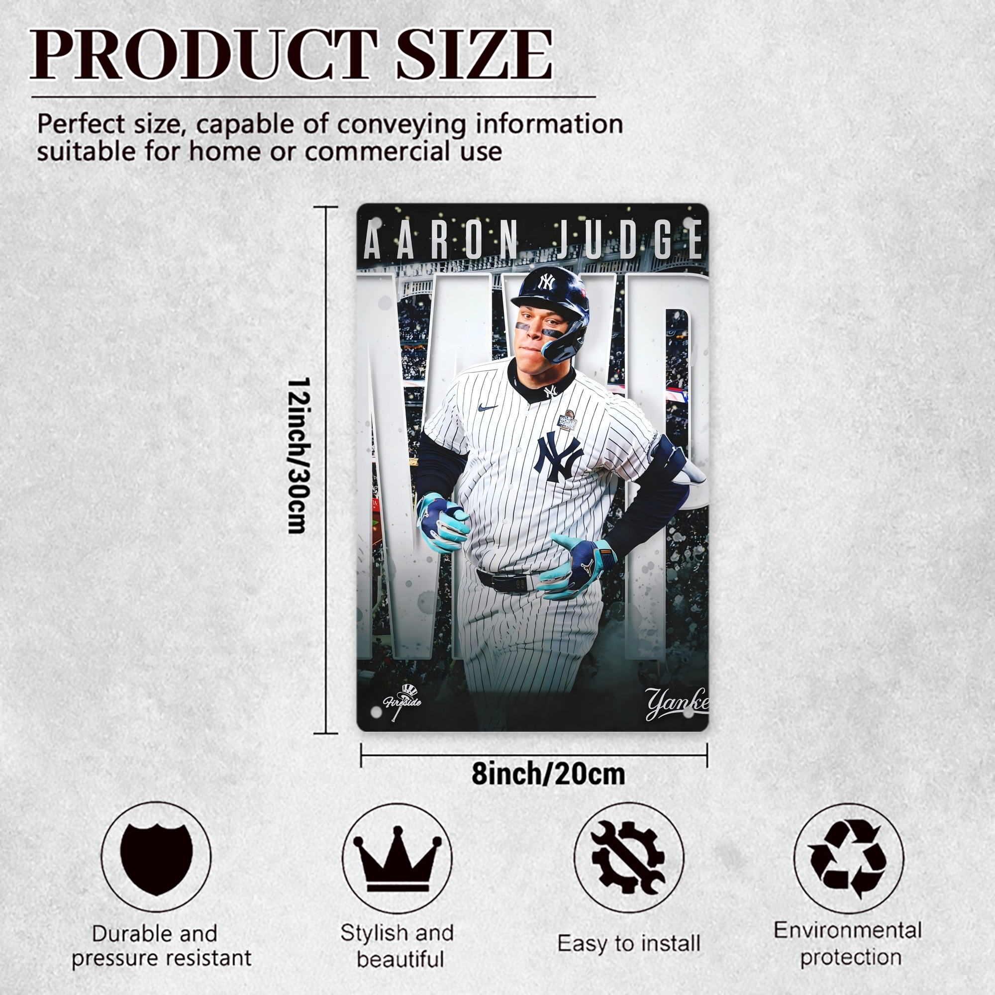 Aaron Judge MVP 8x12inch Vertical Aluminum Sign - Durable Fade-Resistant Indoor/Outdoor Safety & Information Plaque For Office, Hotel, Restaurant, Bar, Public Spaces