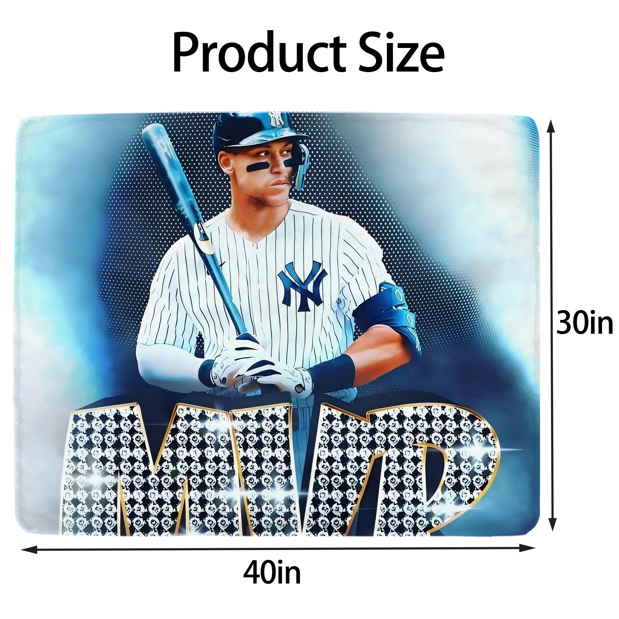 Aaron Judge MVP Soft Plush Fleece Blanket 30x40 Inch - 300GSM Flannel, Ultra Soft & Warm, Lightweight & Durable, Perfect For Kids, Adults, Couch, Bed, Camping, Travel, Gift For Family & Friends