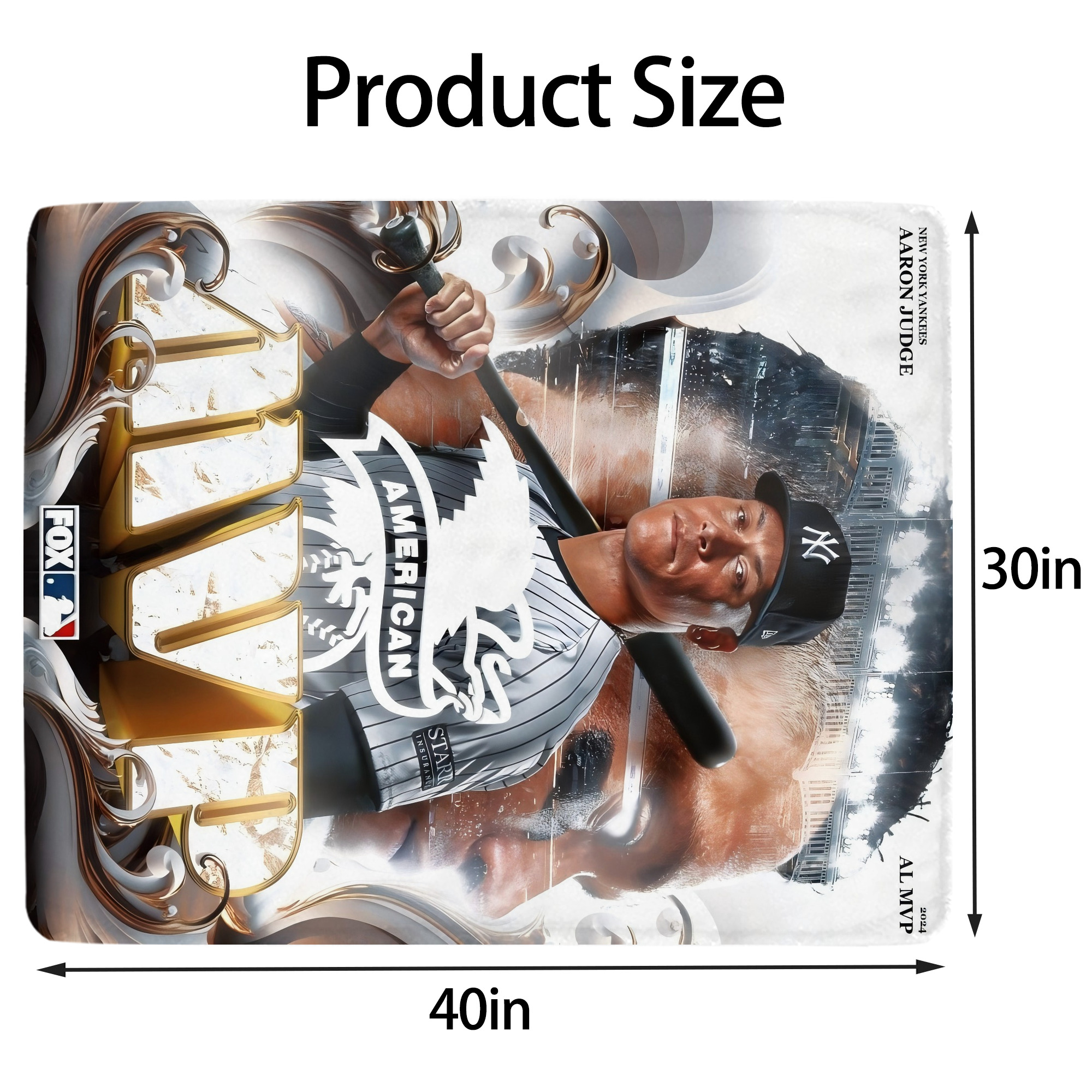 Aaron Judge MVP Soft Plush Fleece Blanket 30x40 Inch - 300GSM Flannel, Ultra Soft & Warm, Lightweight & Durable, Perfect For Kids, Adults, Couch, Bed, Camping, Travel, Gift For Family & Friends