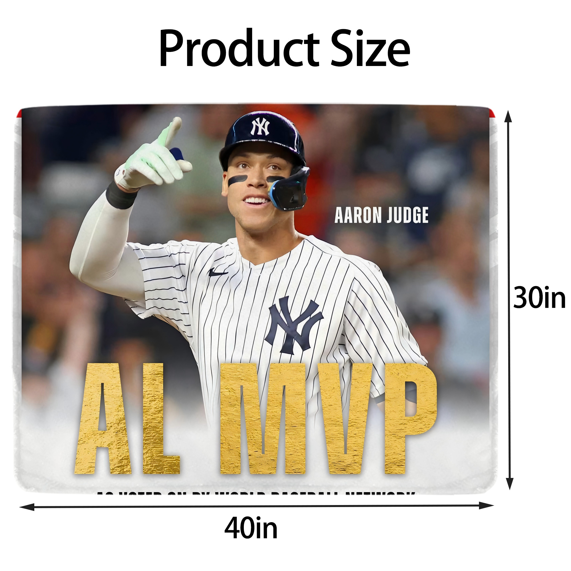 Aaron Judge MVP Soft Plush Fleece Blanket 30x40 Inch - 300GSM Flannel, Ultra Soft & Warm, Lightweight & Durable, Perfect For Kids, Adults, Couch, Bed, Camping, Travel, Gift For Family & Friends