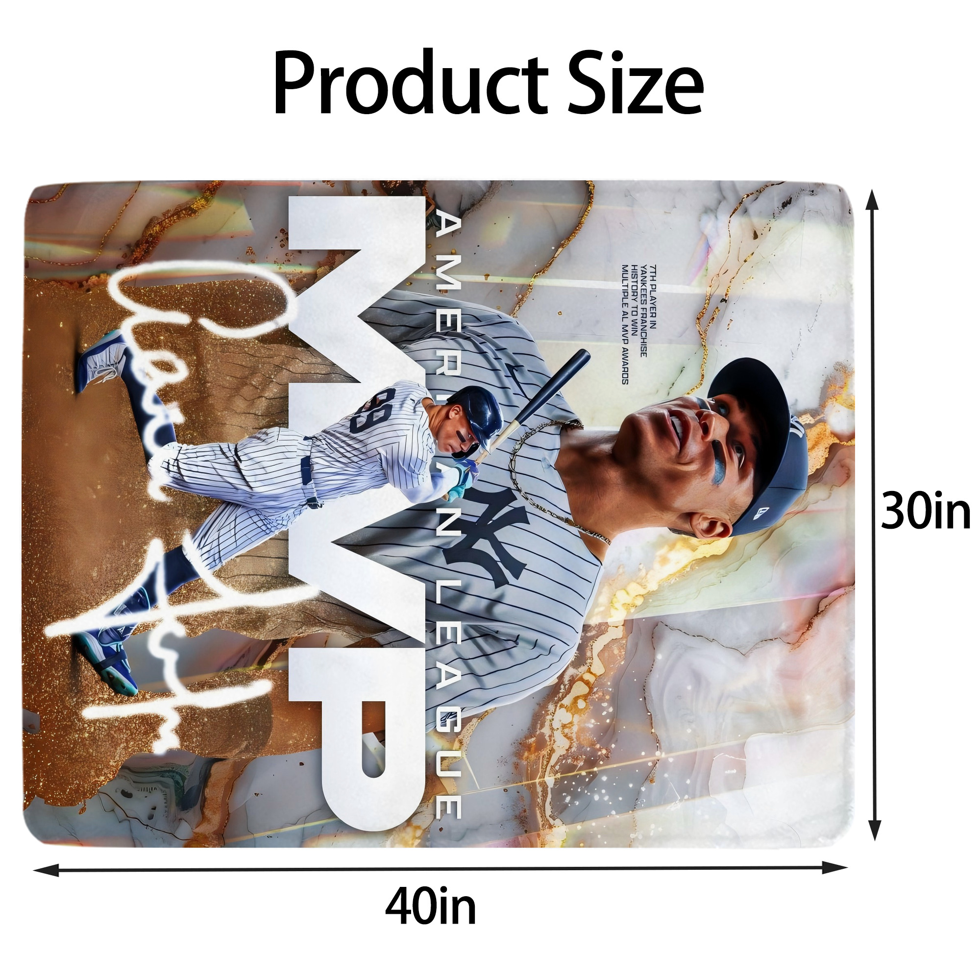 Aaron Judge MVP Soft Plush Fleece Blanket 30x40 Inch - 300GSM Flannel, Ultra Soft & Warm, Lightweight & Durable, Perfect For Kids, Adults, Couch, Bed, Camping, Travel, Gift For Family & Friends