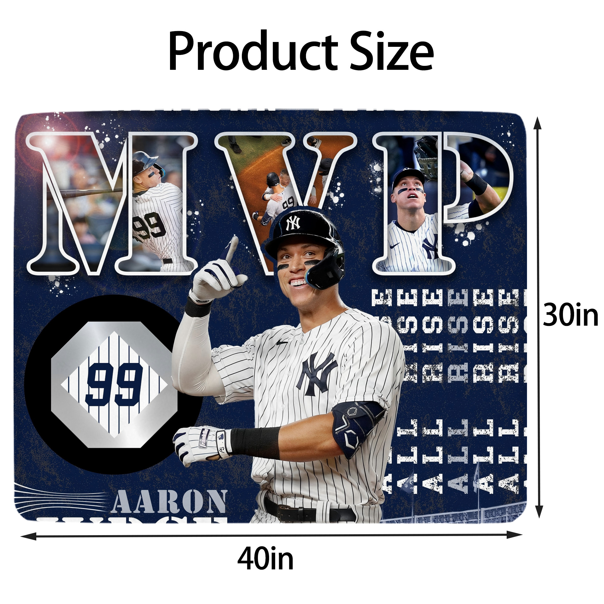Aaron Judge MVP Soft Plush Fleece Blanket 30x40 Inch - 300GSM Flannel, Ultra Soft & Warm, Lightweight & Durable, Perfect For Kids, Adults, Couch, Bed, Camping, Travel, Gift For Family & Friends