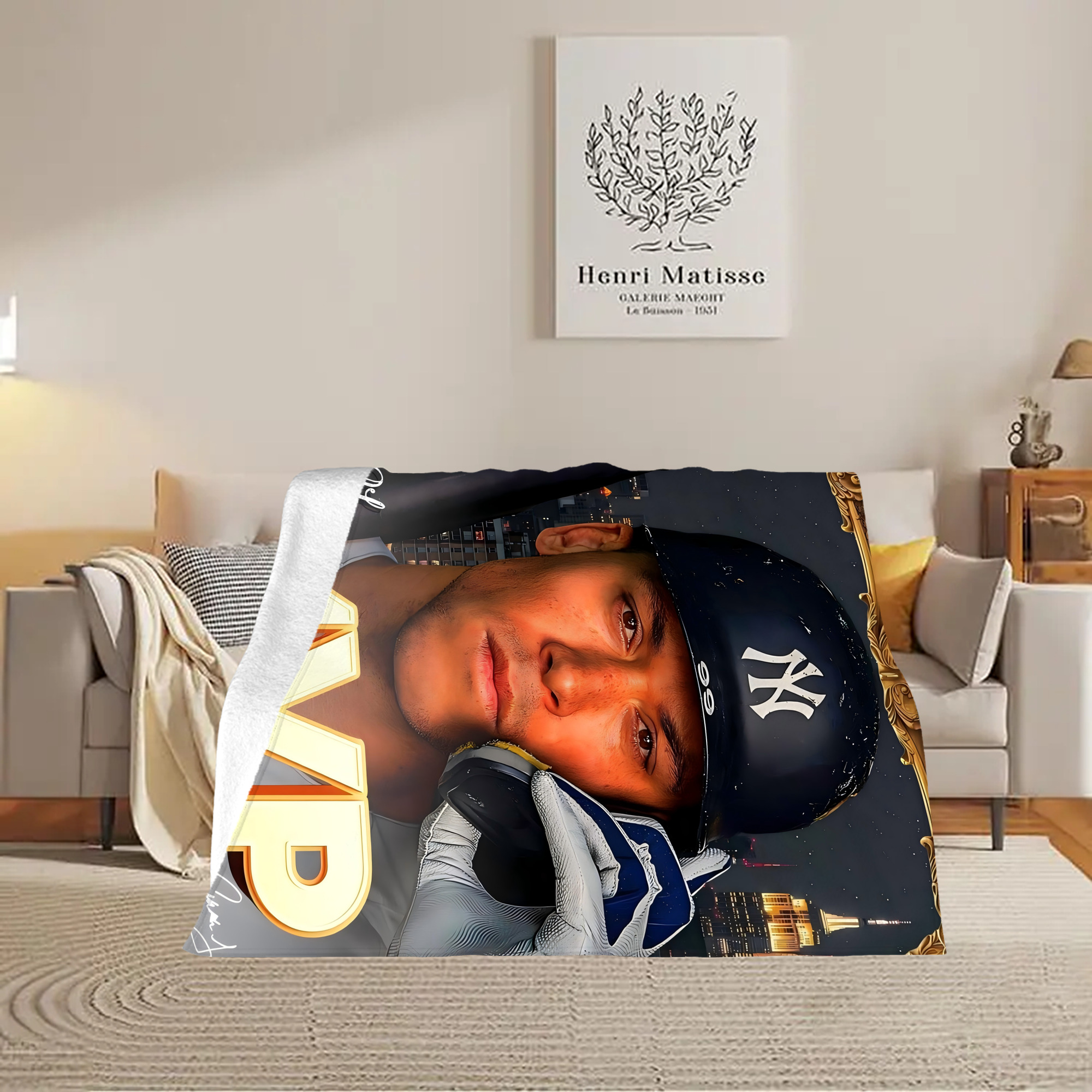 Aaron Judge MVP Soft Plush Fleece Blanket 30x40 Inch - 300GSM Flannel, Ultra Soft & Warm, Lightweight & Durable, Perfect For Kids, Adults, Couch, Bed, Camping, Travel, Gift For Family & Friends