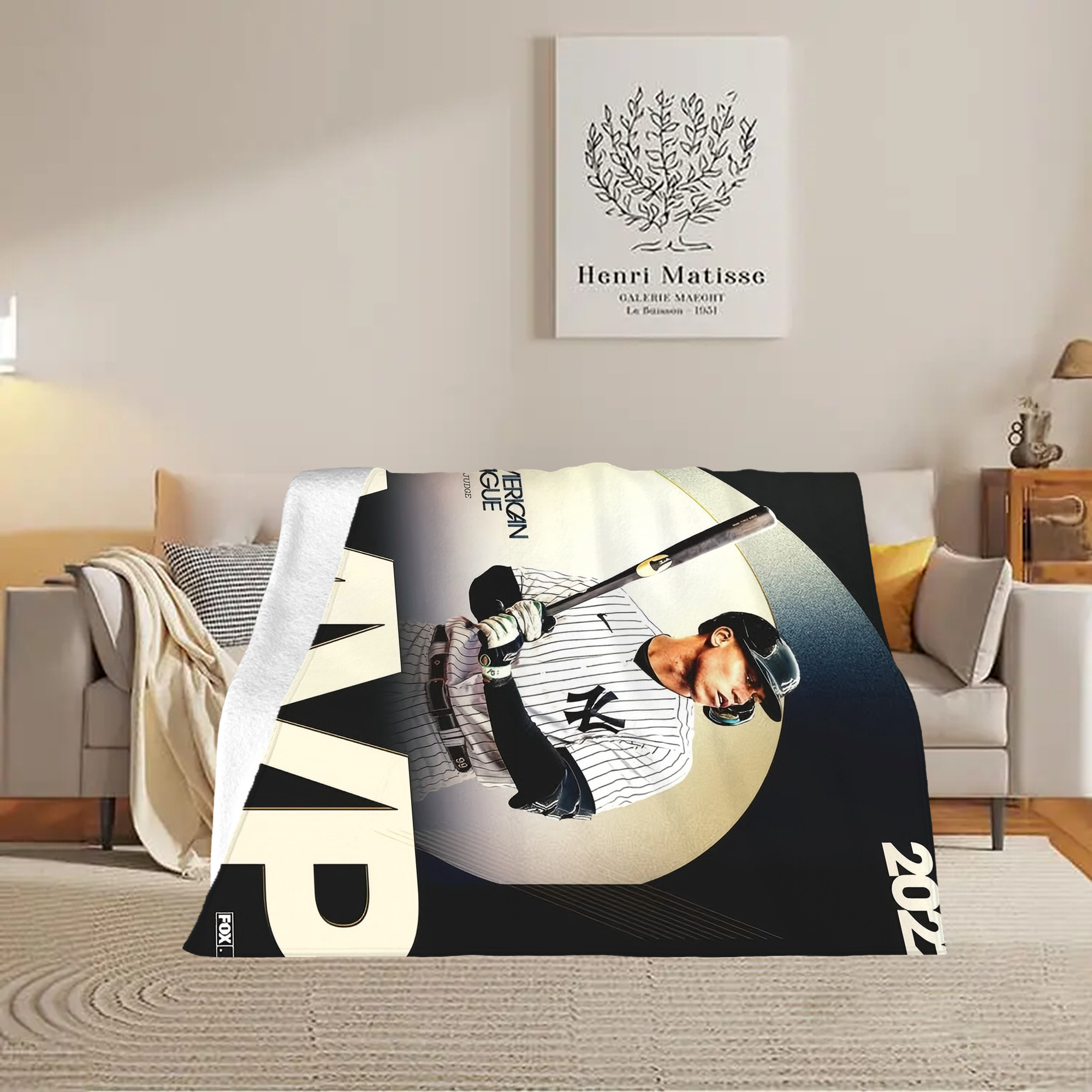 Aaron Judge MVP Soft Plush Fleece Blanket 30x40 Inch - 300GSM Flannel, Ultra Soft & Warm, Lightweight & Durable, Perfect For Kids, Adults, Couch, Bed, Camping, Travel, Gift For Family & Friends