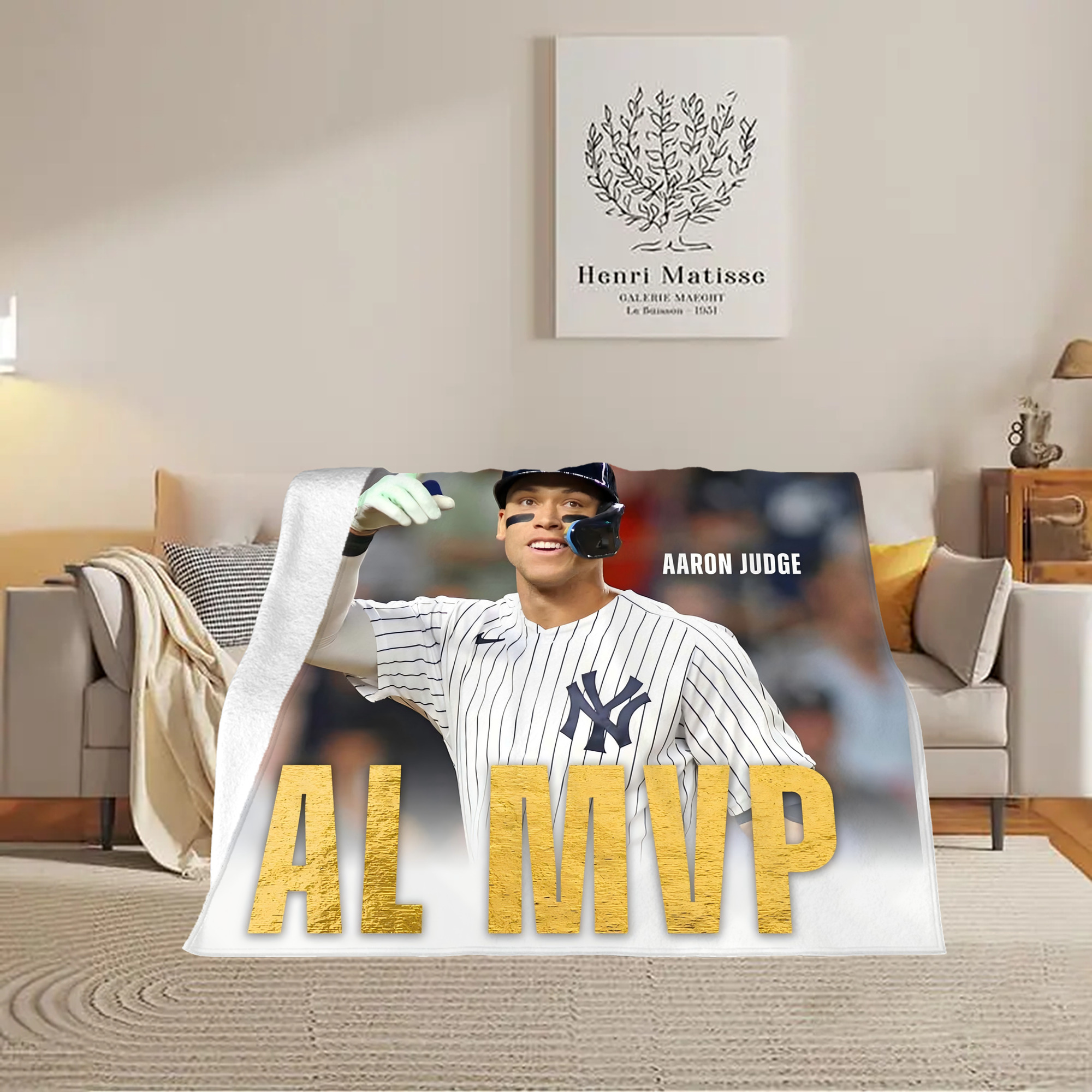 Aaron Judge MVP Soft Plush Fleece Blanket 30x40 Inch - 300GSM Flannel, Ultra Soft & Warm, Lightweight & Durable, Perfect For Kids, Adults, Couch, Bed, Camping, Travel, Gift For Family & Friends