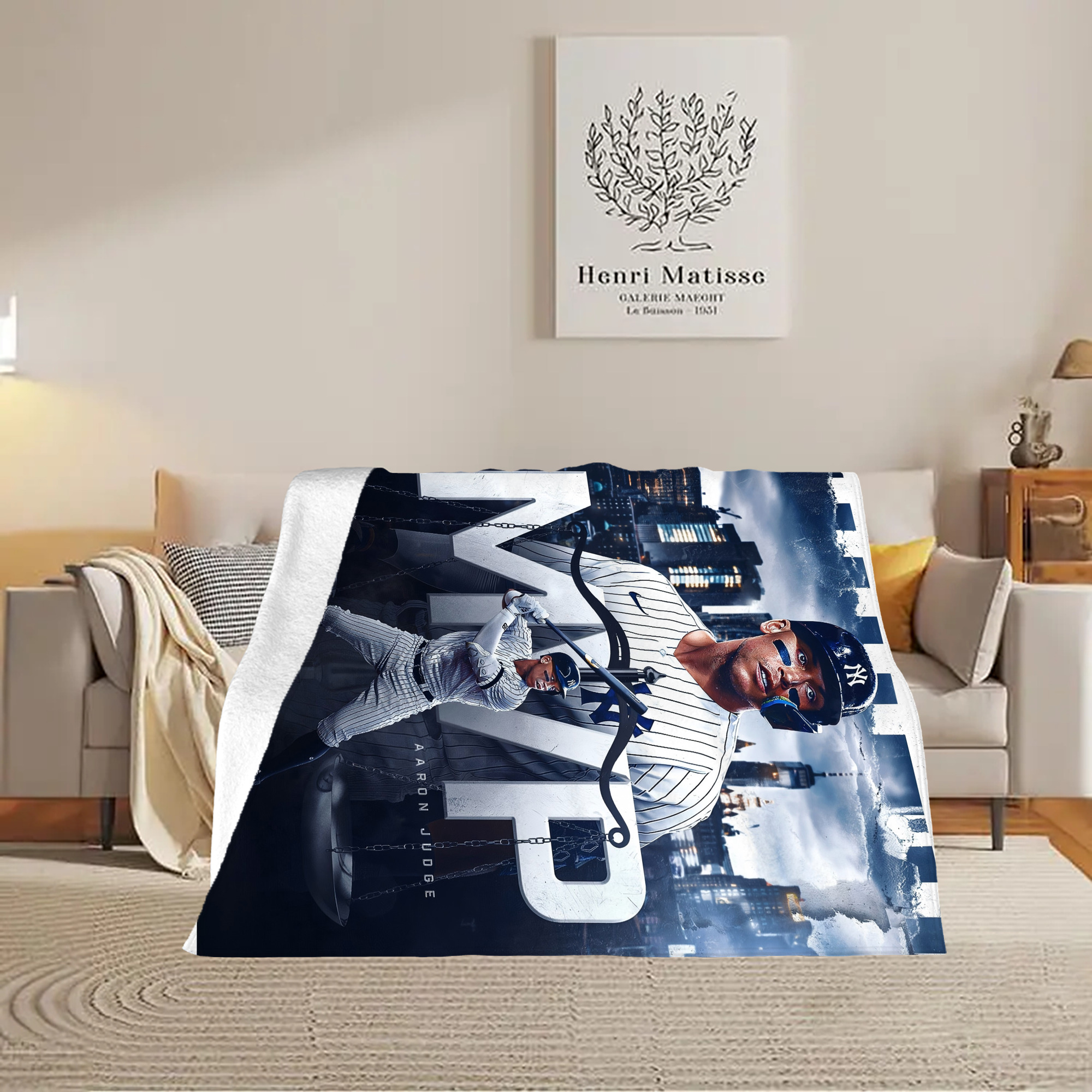 Aaron Judge MVP Soft Plush Fleece Blanket 30x40 Inch - 300GSM Flannel, Ultra Soft & Warm, Lightweight & Durable, Perfect For Kids, Adults, Couch, Bed, Camping, Travel, Gift For Family & Friends