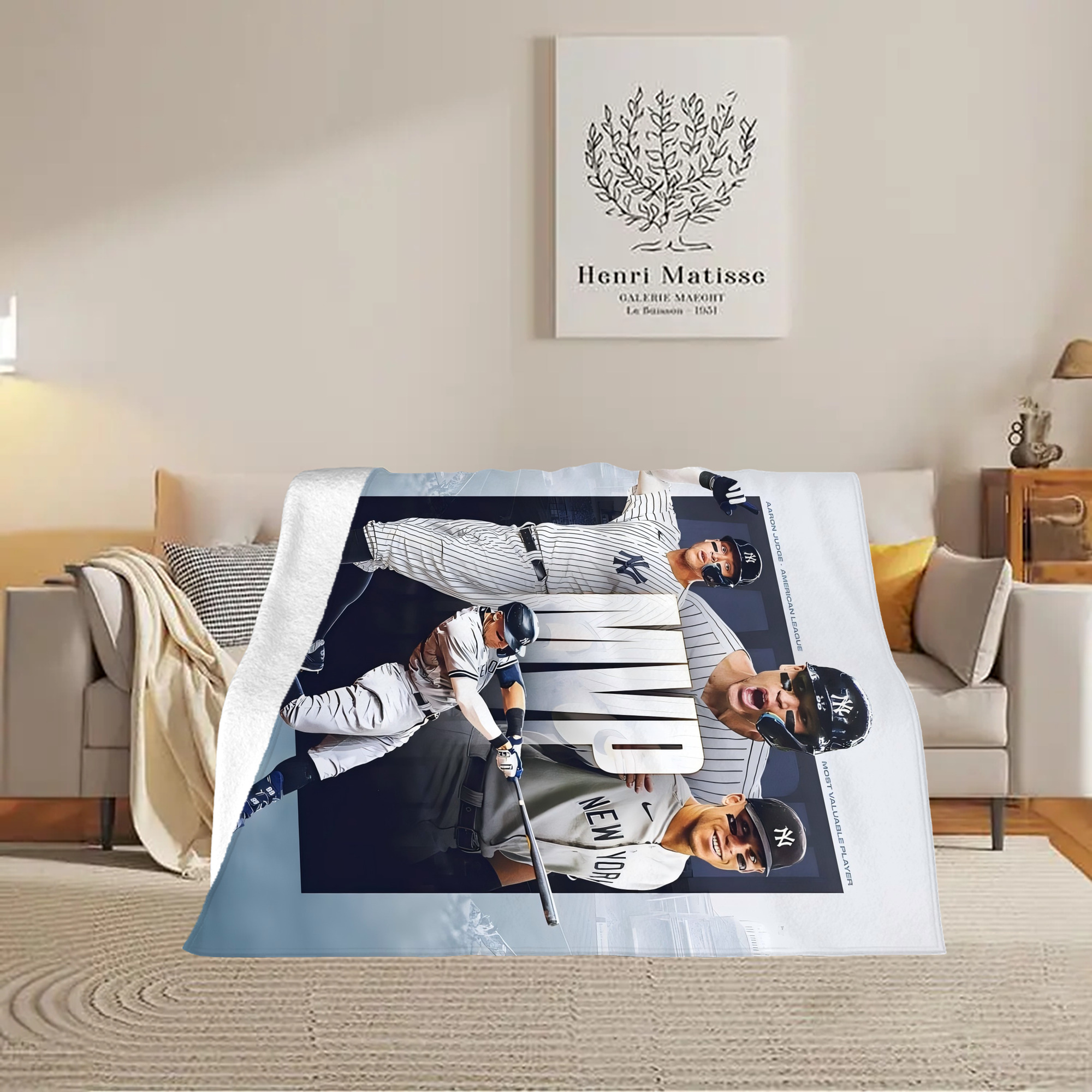 Aaron Judge MVP Soft Plush Fleece Blanket 30x40 Inch - 300GSM Flannel, Ultra Soft & Warm, Lightweight & Durable, Perfect For Kids, Adults, Couch, Bed, Camping, Travel, Gift For Family & Friends