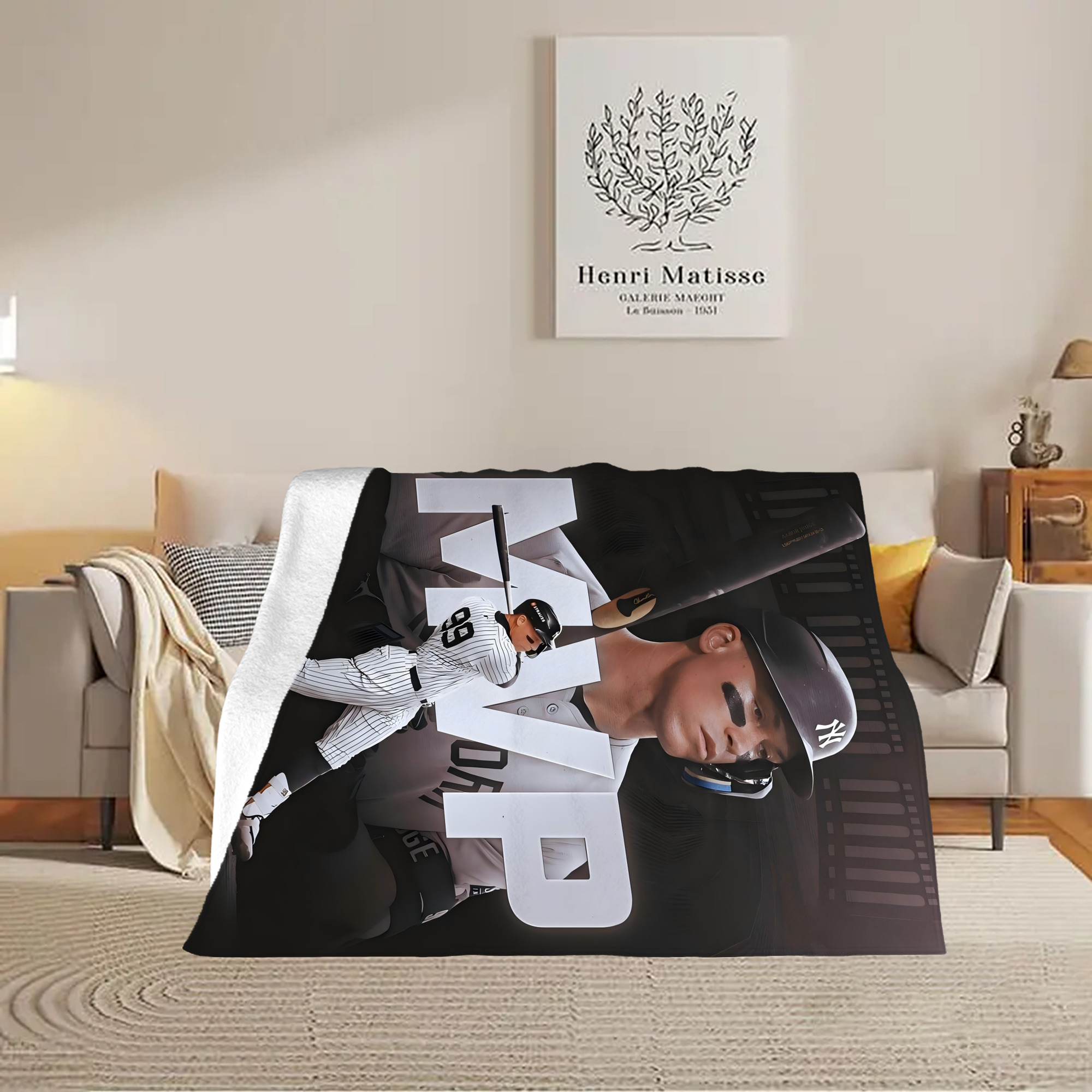 Aaron Judge MVP Soft Plush Fleece Blanket 30x40 Inch - 300GSM Flannel, Ultra Soft & Warm, Lightweight & Durable, Perfect For Kids, Adults, Couch, Bed, Camping, Travel, Gift For Family & Friends