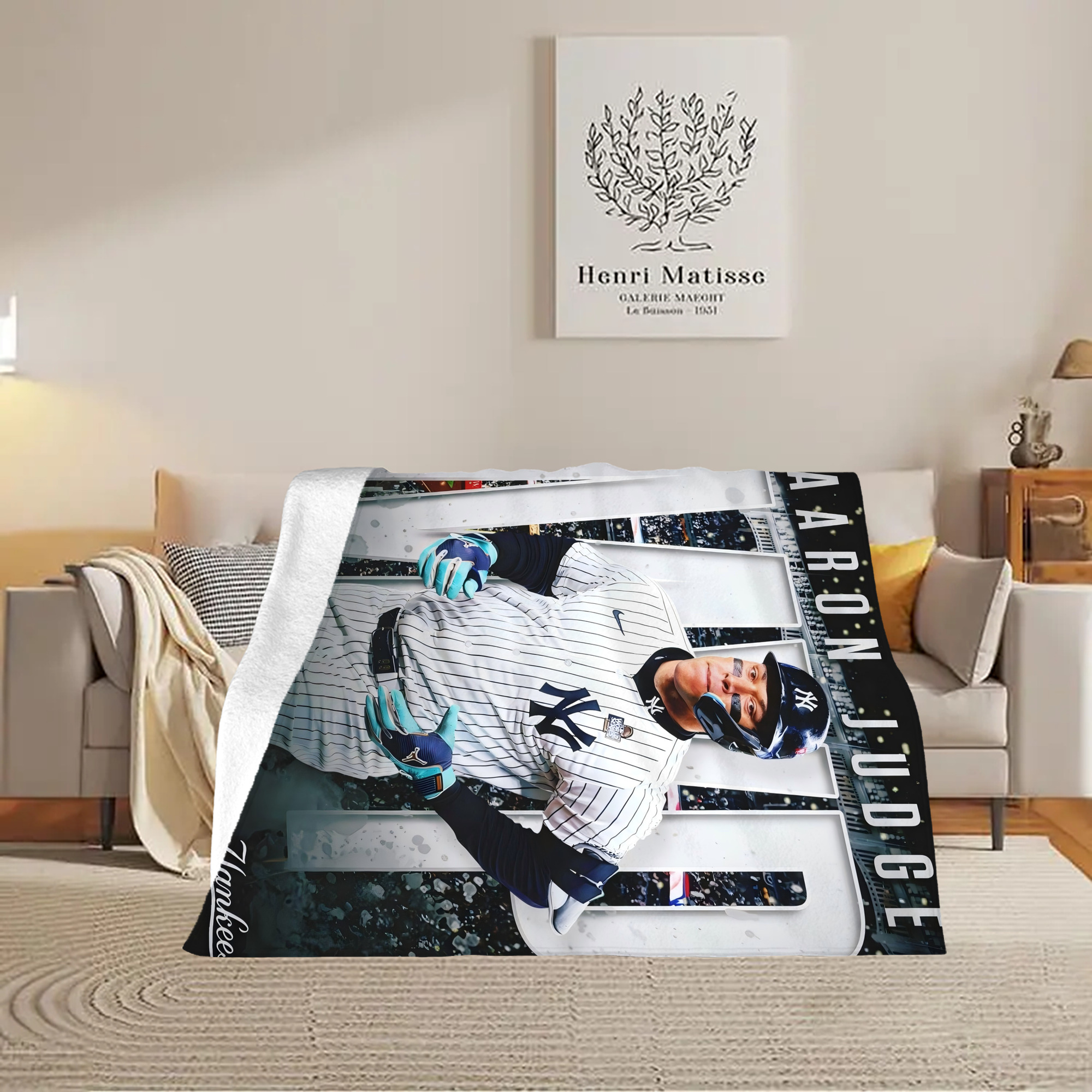 Aaron Judge MVP Soft Plush Fleece Blanket 30x40 Inch - 300GSM Flannel, Ultra Soft & Warm, Lightweight & Durable, Perfect For Kids, Adults, Couch, Bed, Camping, Travel, Gift For Family & Friends
