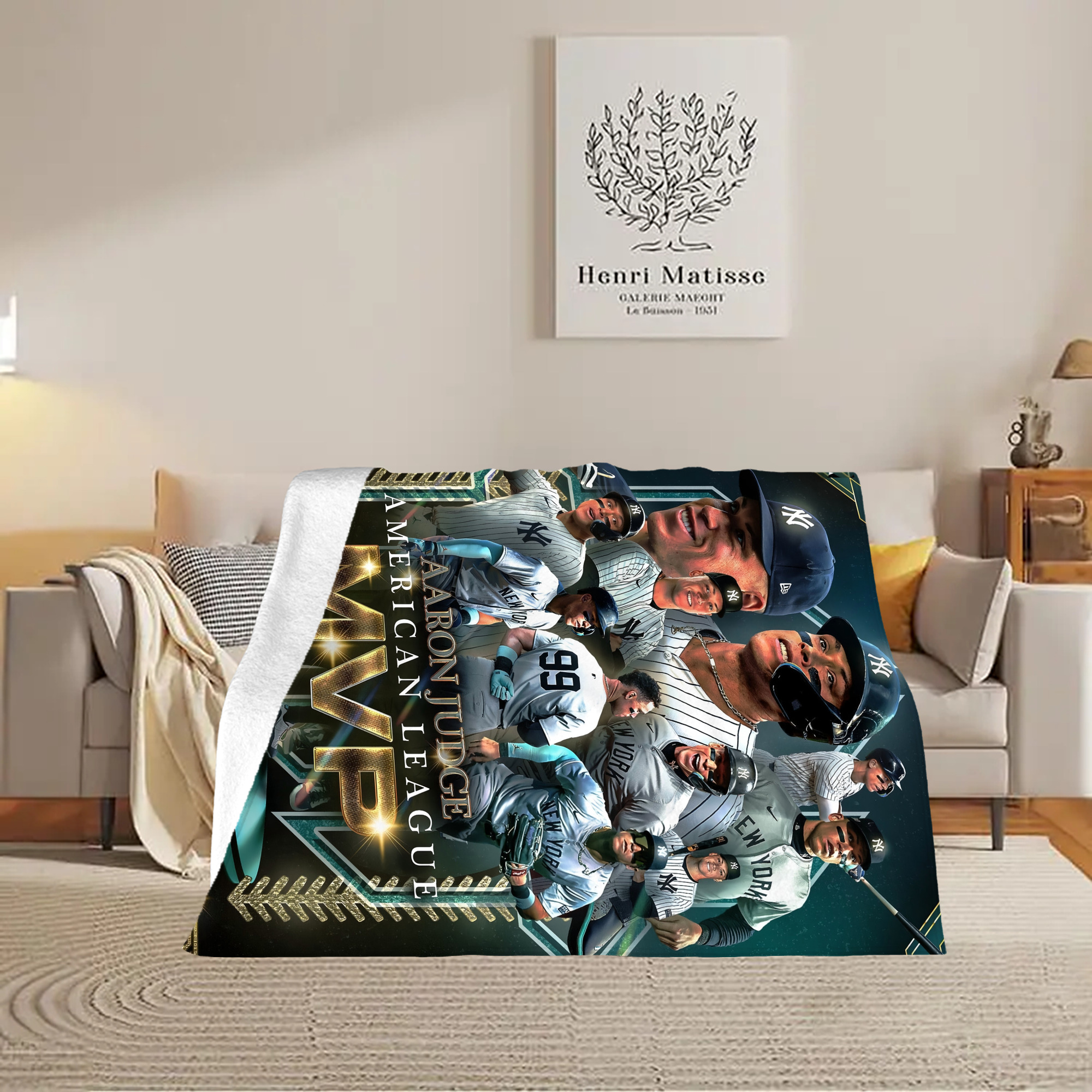Aaron Judge MVP Soft Plush Fleece Blanket 30x40 Inch - 300GSM Flannel, Ultra Soft & Warm, Lightweight & Durable, Perfect For Kids, Adults, Couch, Bed, Camping, Travel, Gift For Family & Friends