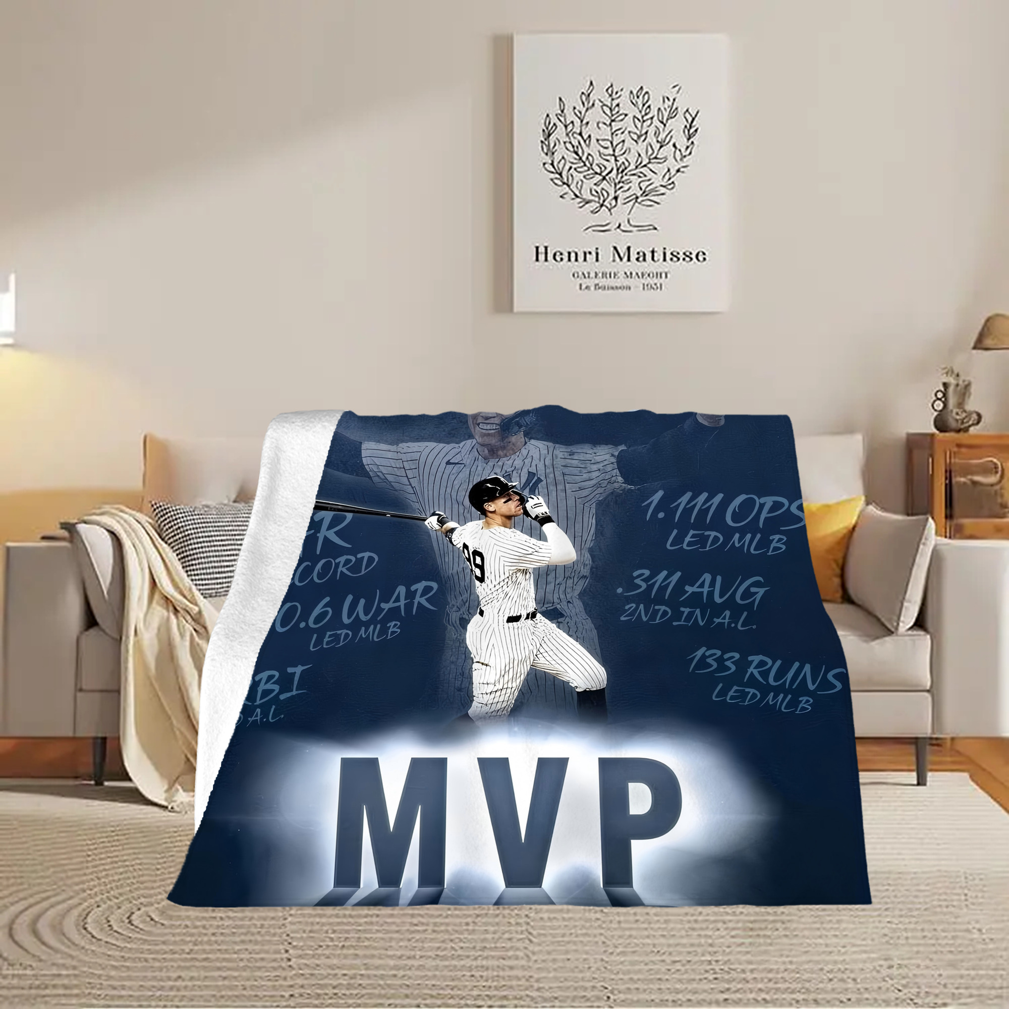 Aaron Judge MVP Soft Fleece Throw Blanket 50 X 60 Inch – Super Soft, Lightweight, And Durable – Perfect For Sofa, Bed, Camping, And More – Ideal Gift For Family And Friends