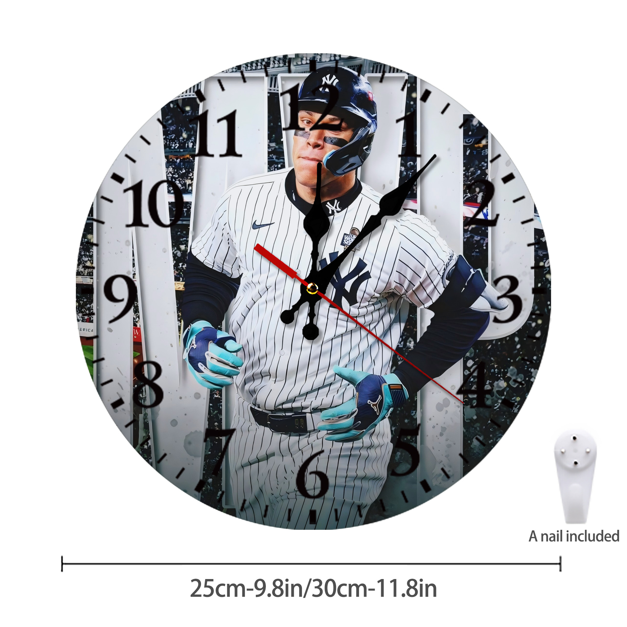 Aaron Judge MVP Silent Round Wall Clock – Modern & Stylish DIY Design, Durable Wood Construction, Easy To Install – Perfect For Office, Bedroom, Living Room, And More