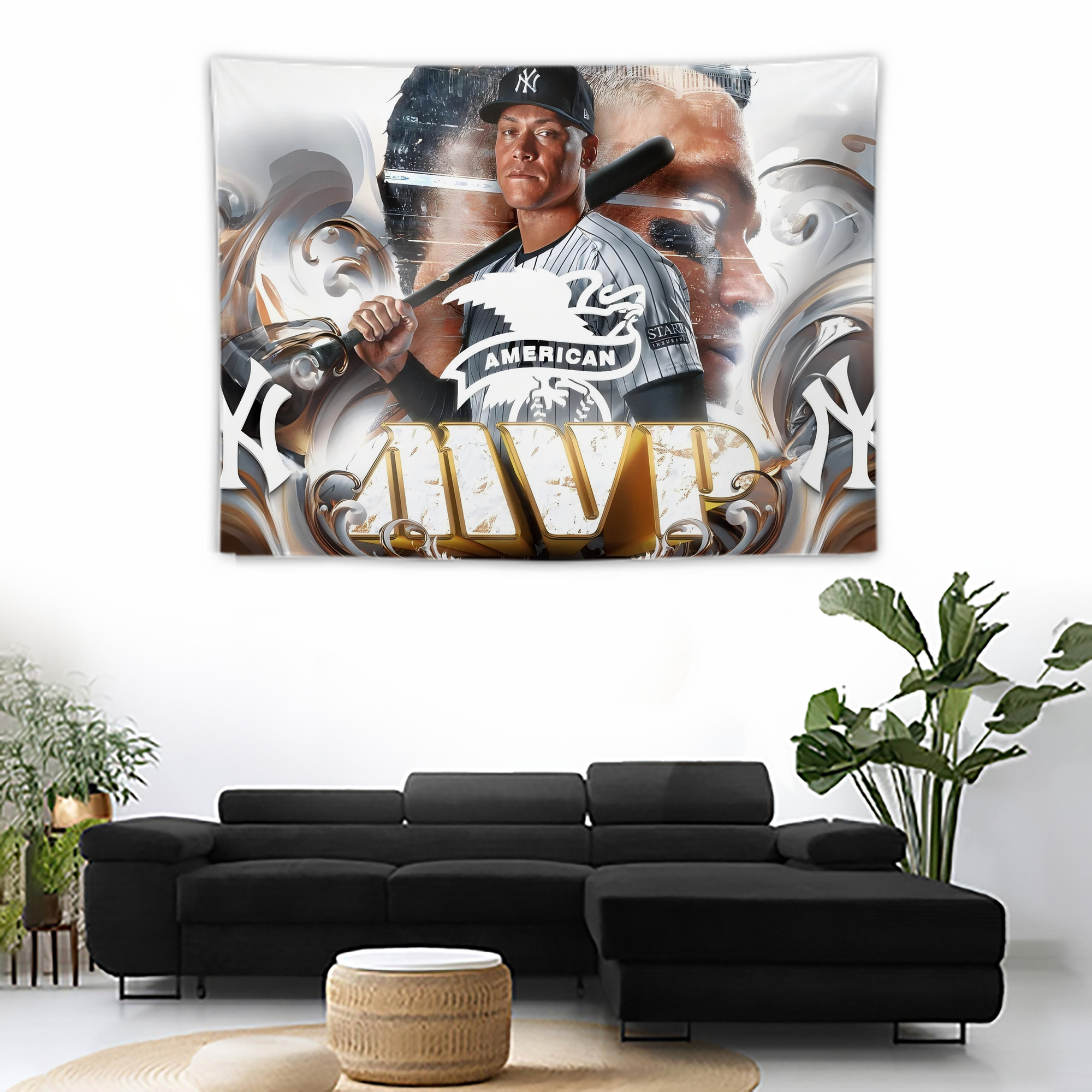 Aaron Judge MVP Wall Tapestry For Bedroom Aesthetic – Boho Style Polyester Fabric Wall Hanging With Hooks – 60 X 90 Inch Large Size, Lightweight, Durable, Easy To Hang