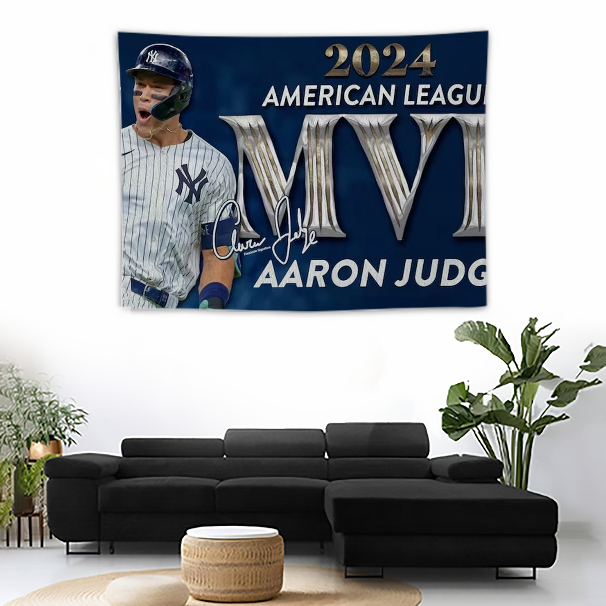 Aaron Judge MVP Wall Tapestry For Bedroom Aesthetic – Boho Style Polyester Fabric Wall Hanging With Hooks – 60 X 90 Inch Large Size, Lightweight, Durable, Easy To Hang